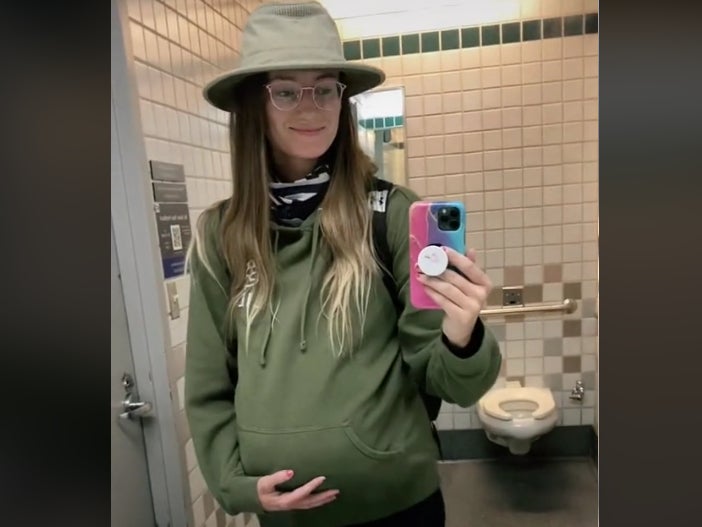 Woman’s ‘pregnancy bump’ is an extra bag