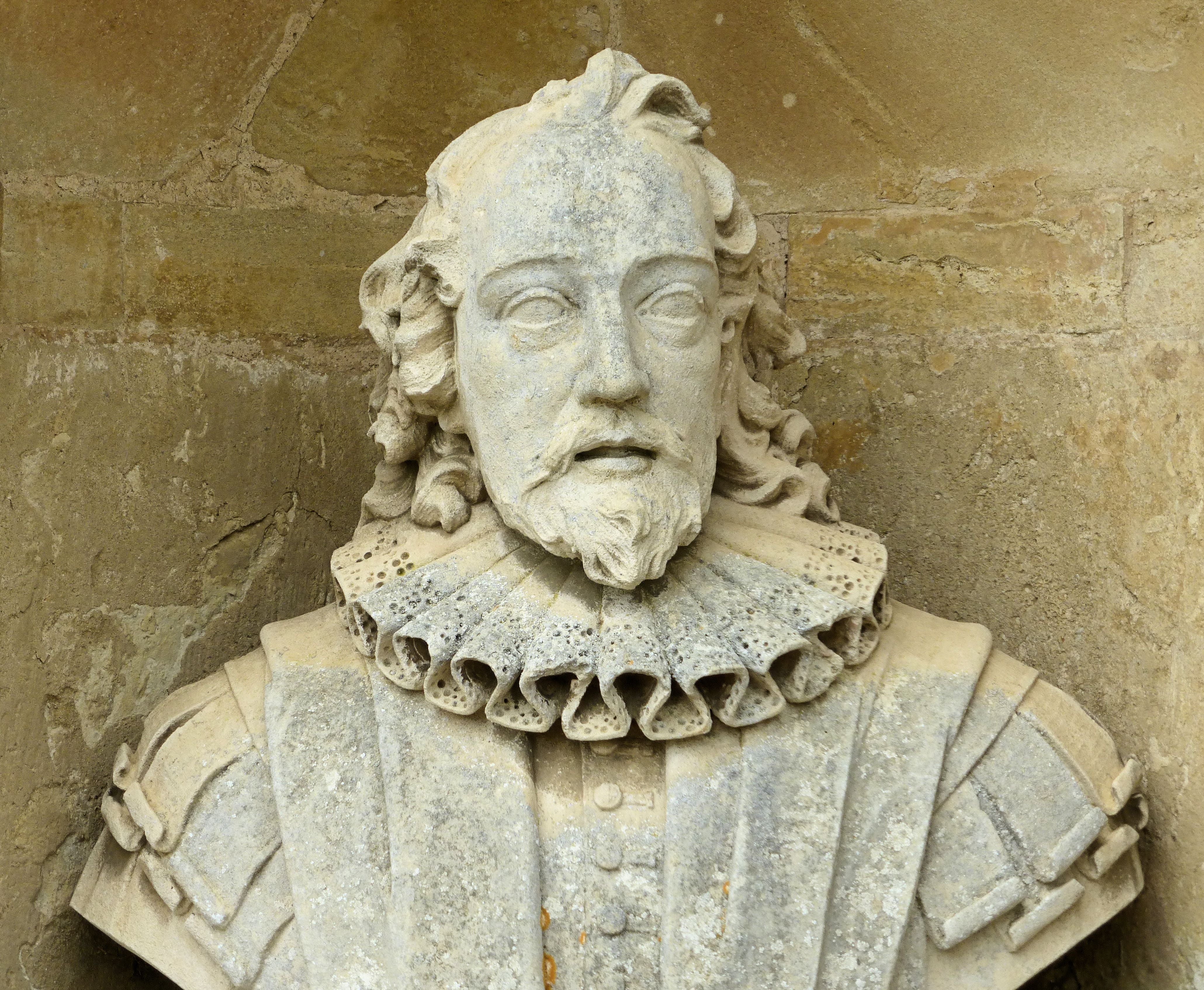An 18th century bust of Bacon in the Temple of British Worthies at the Stowe, Buckinghamshire