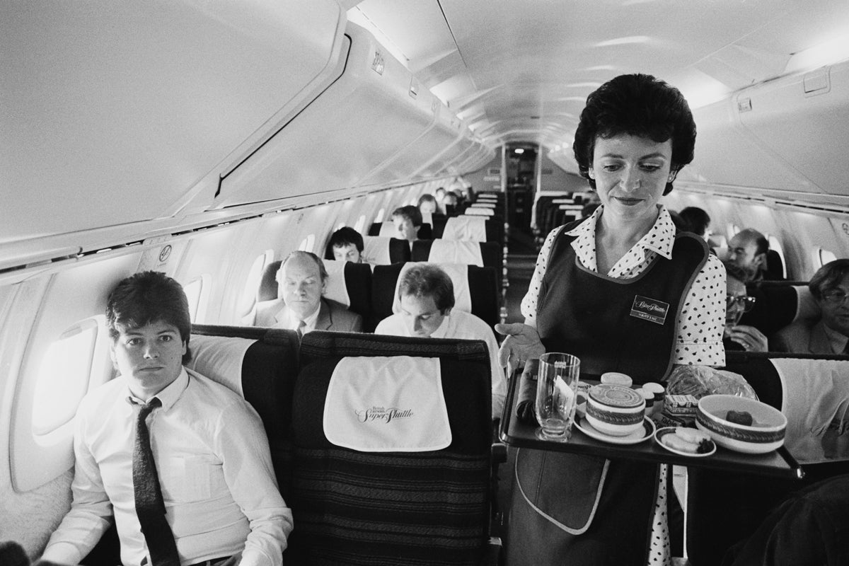 Serving meals on a British Airways Concorde in 1983