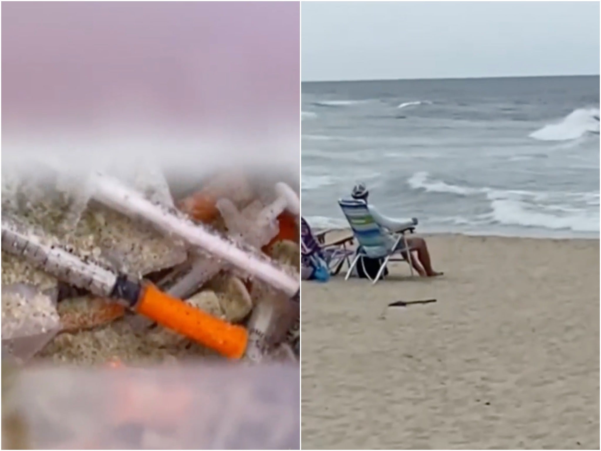 Syringes washed up on a New Jersey beach.