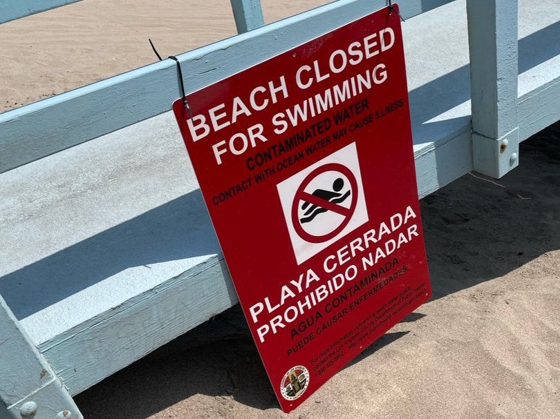 Beaches from El Segundo Beach, south of Los Angeles International Airport, to the Dockweiler RV Park are closed for swimming