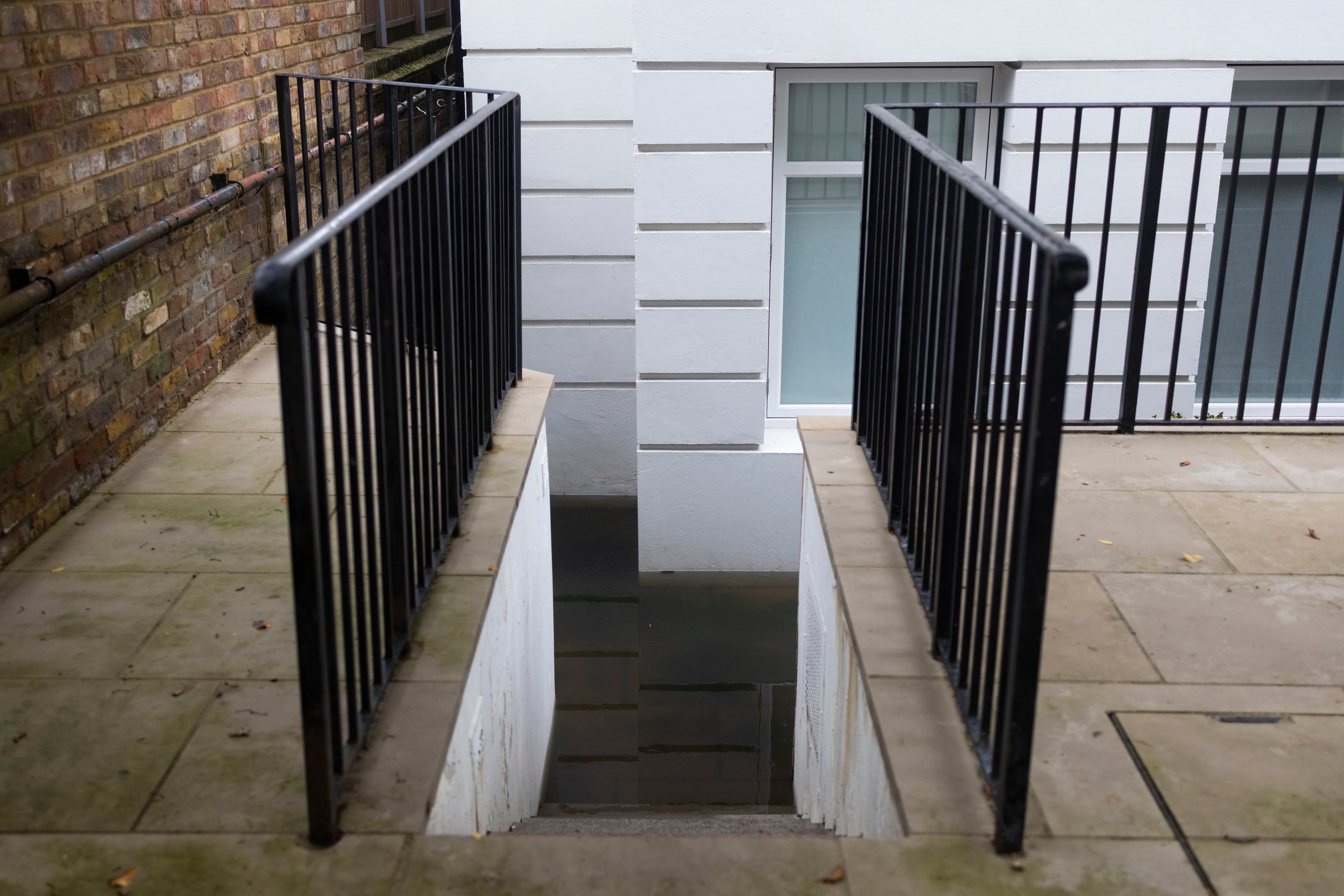 A flooded ground floor flat near Portobello Road on Tuesday in London