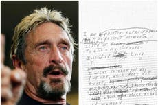 John McAfee’s wife releases suicide note she says is fake