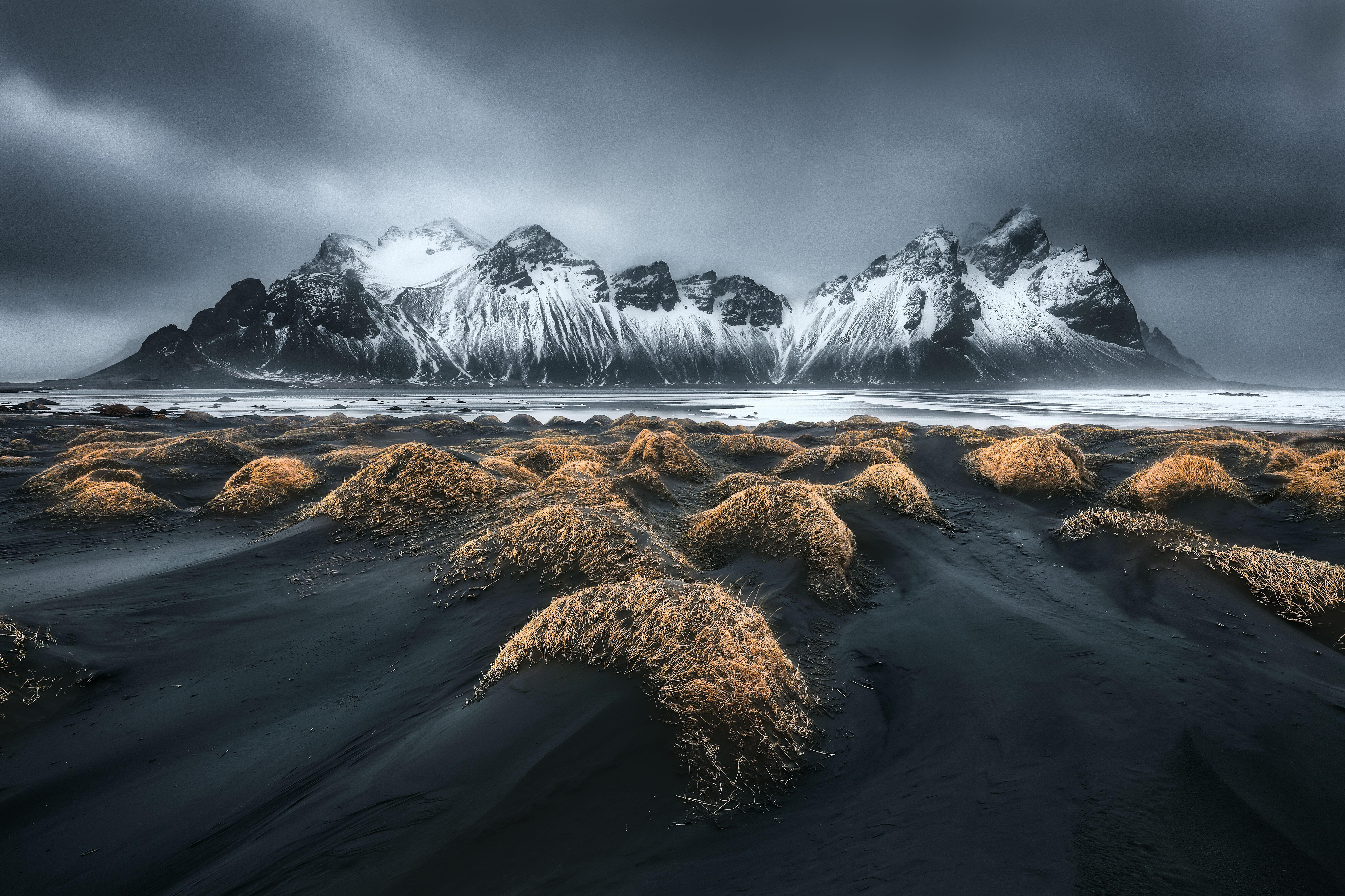 Vestrahorn and black sand beach, Stokksnes, South East Iceland, Iceland