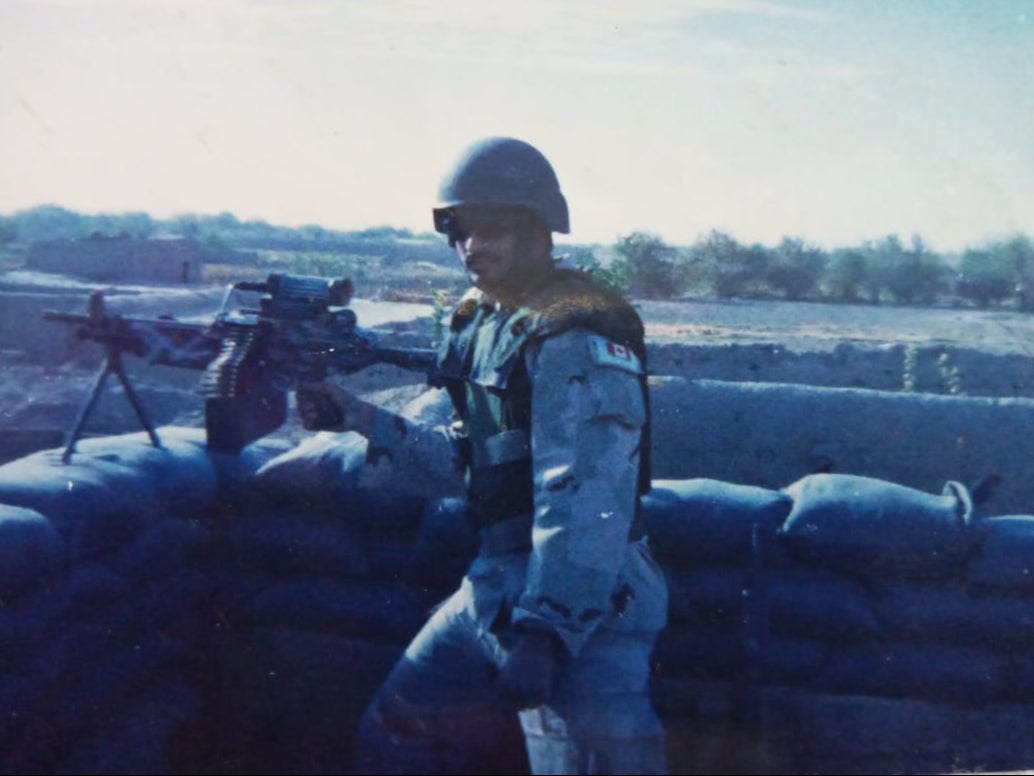 Mohammad Nabi in army fatigues when he served with the British army in Afghanistan