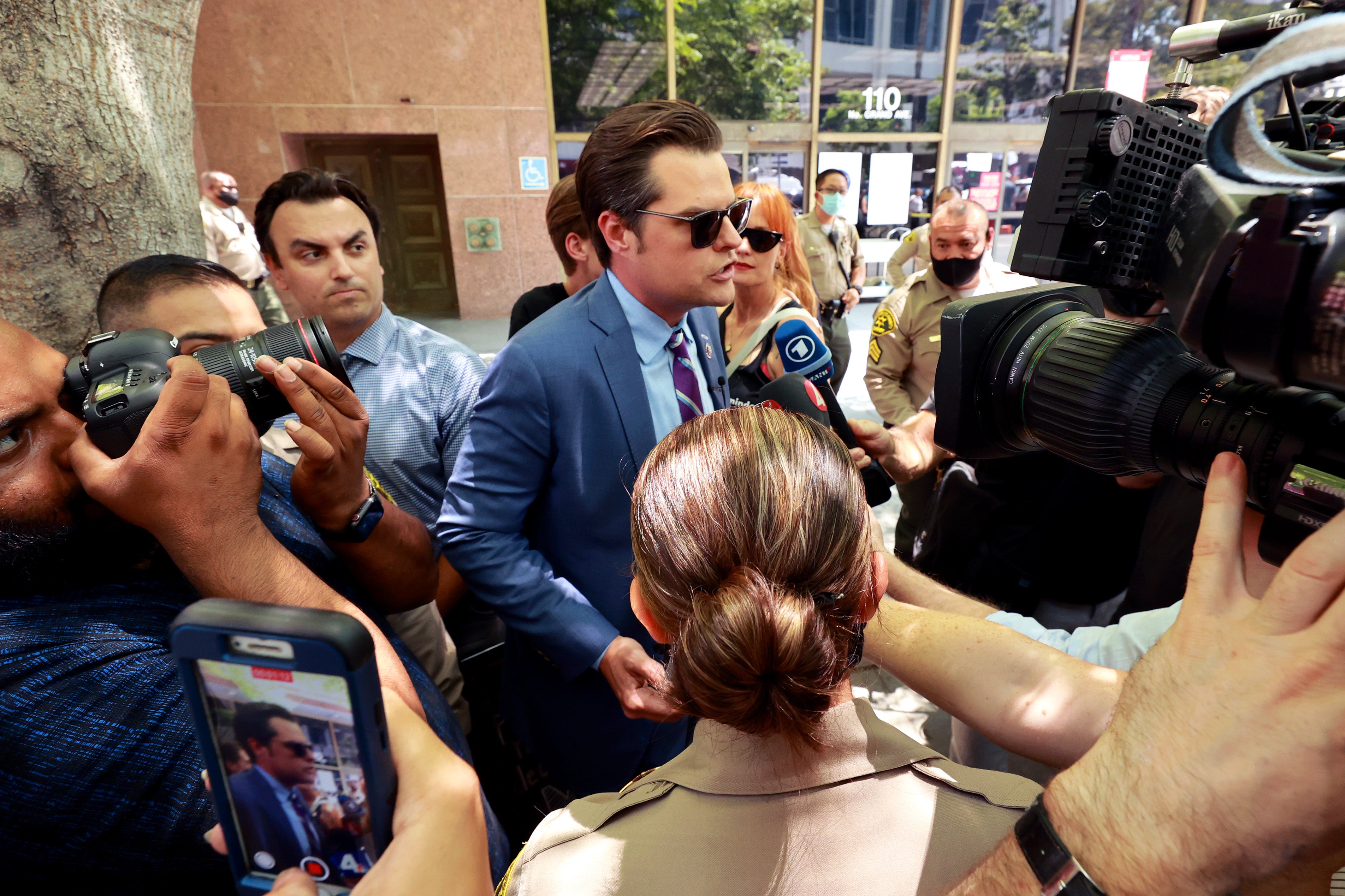 Matt Gaetz at a #FreeBritney Rally at Stanley Mosk Courthouse in LA on 14 July 2021.