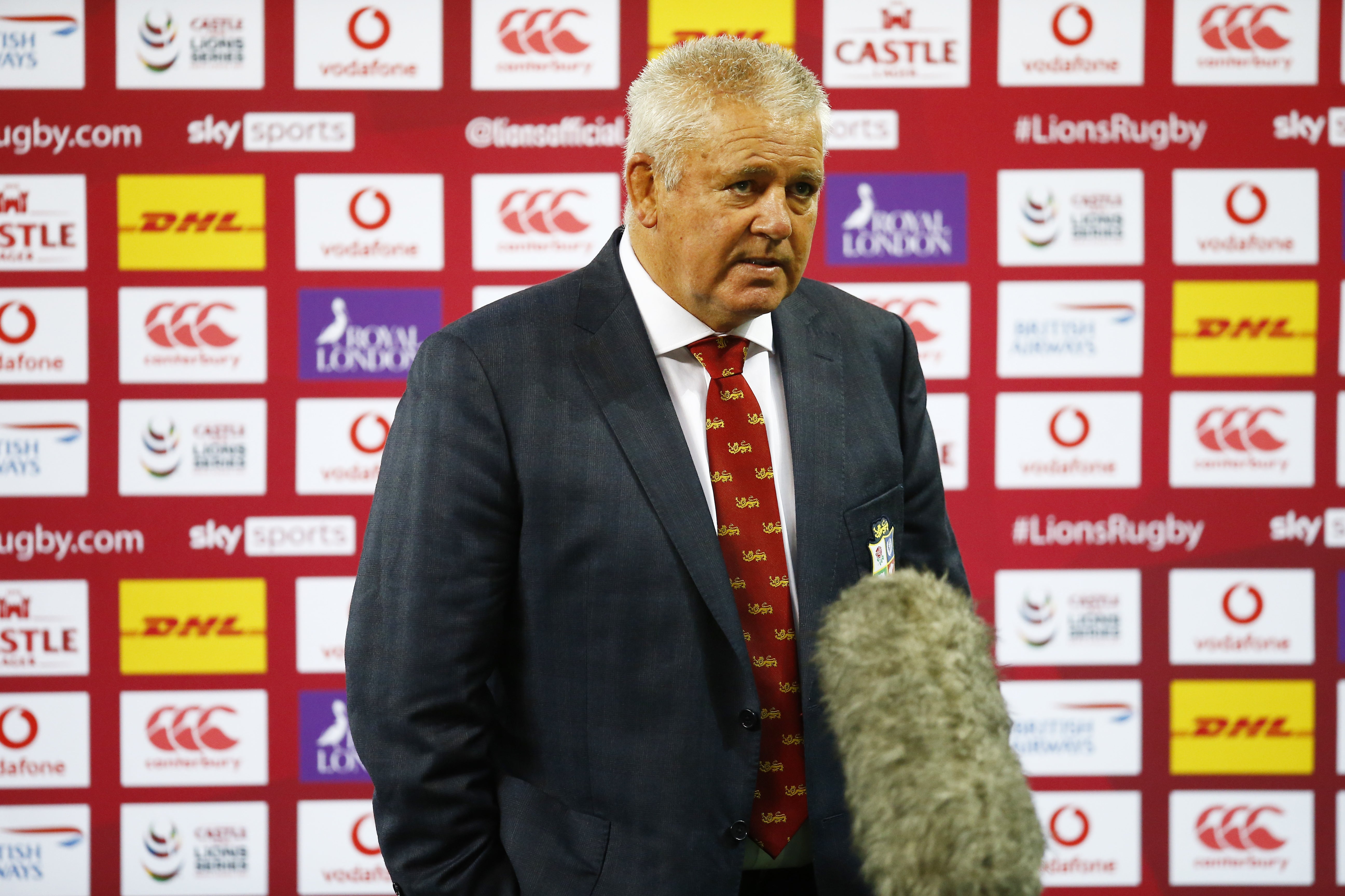 Warren Gatland disputes the referee's call that Faf de Klerk did no make head contact with Josh Navidi