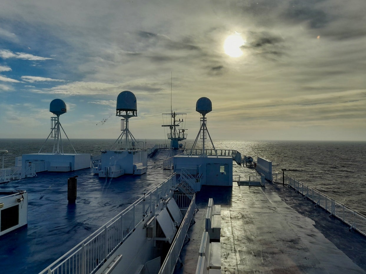 Sunset, or maybe sunrise, on the MS Norröna