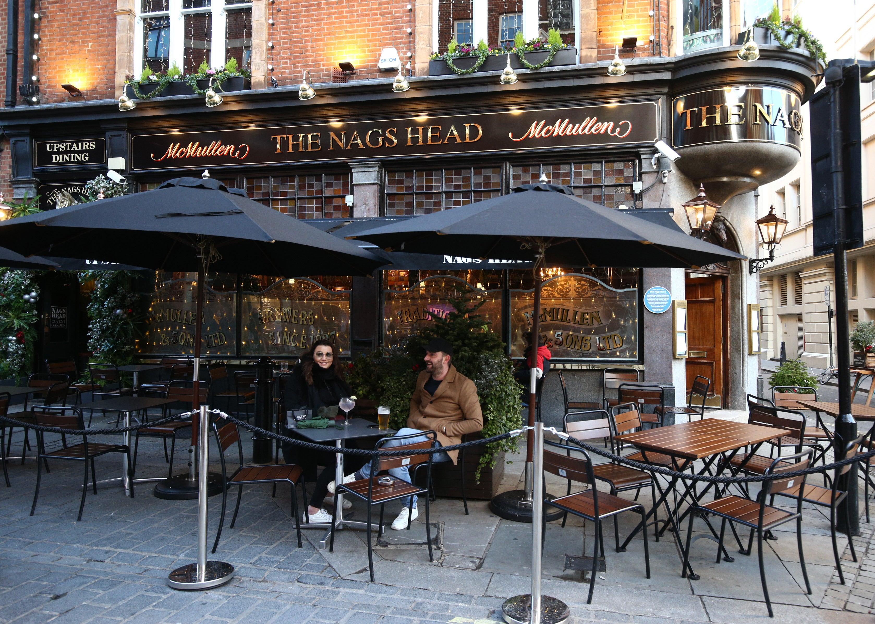 An outdoor table at a pub