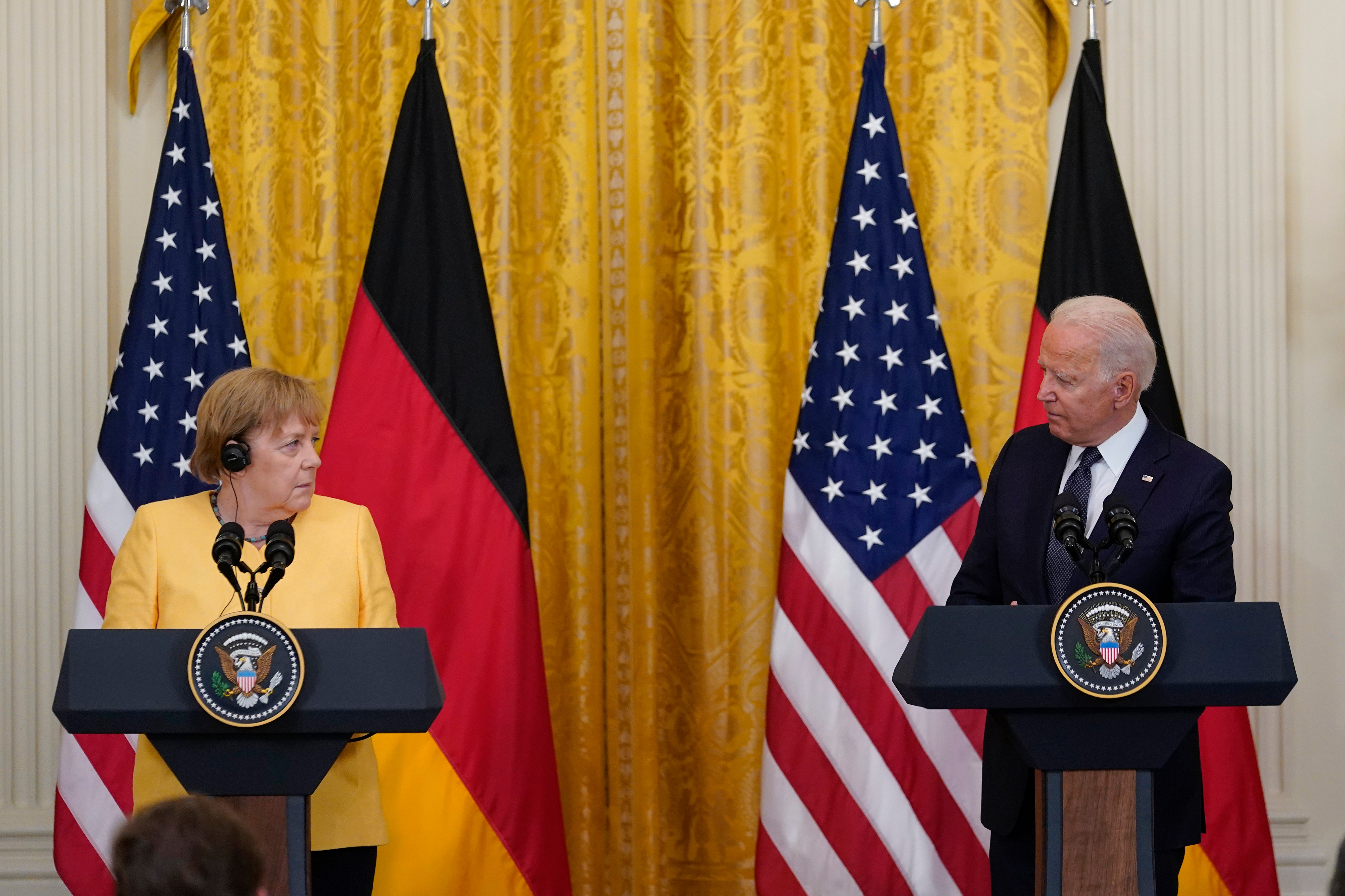 The German chancellor and the US president in the White House on Thursday