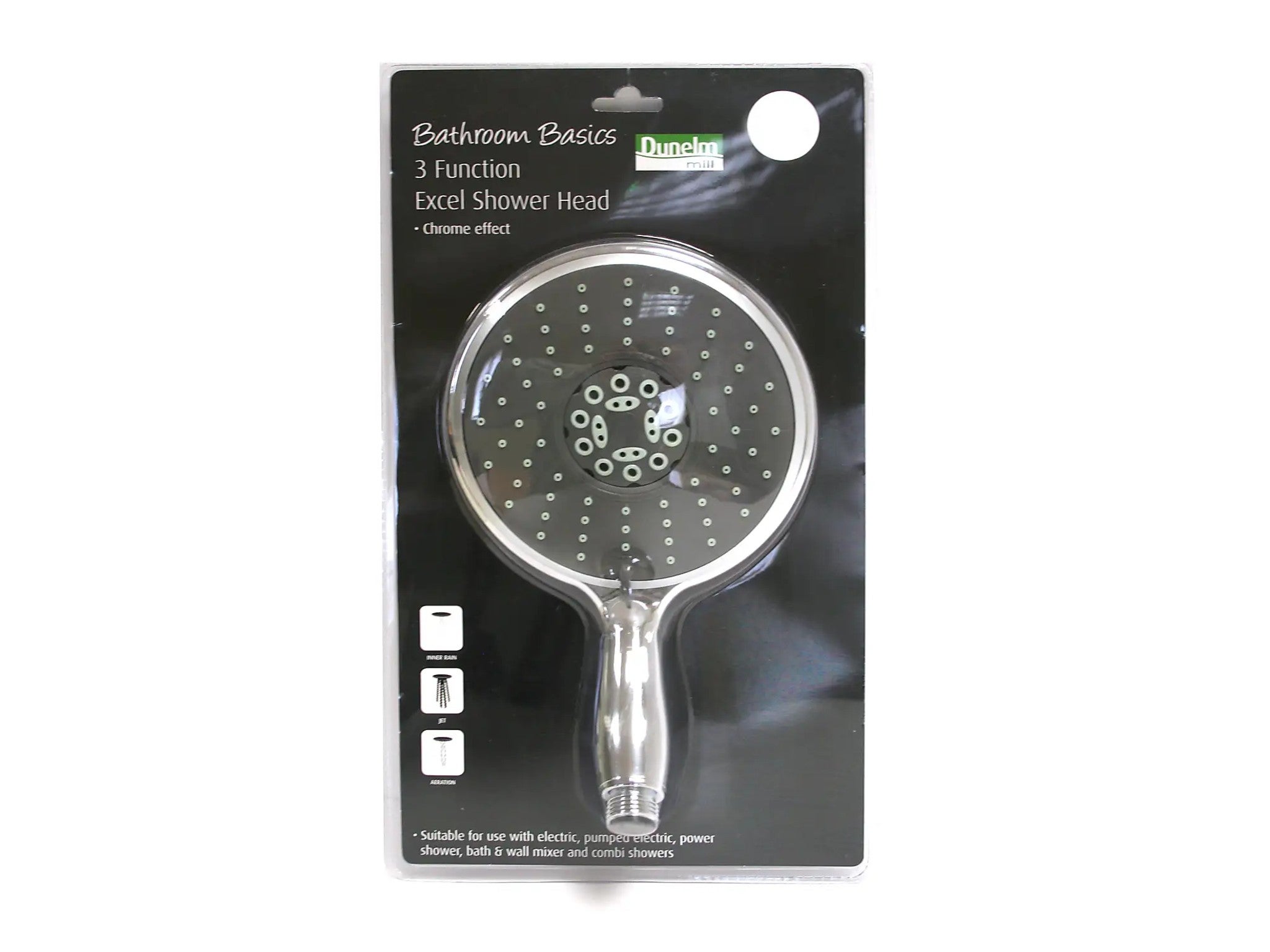 Dunelm bathroom basics 3 function excel shower head indybest