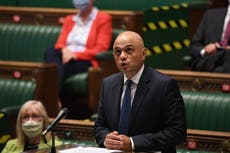 Sajid Javid deletes tweet and apologises for saying people had been ‘cowering’ from Covid