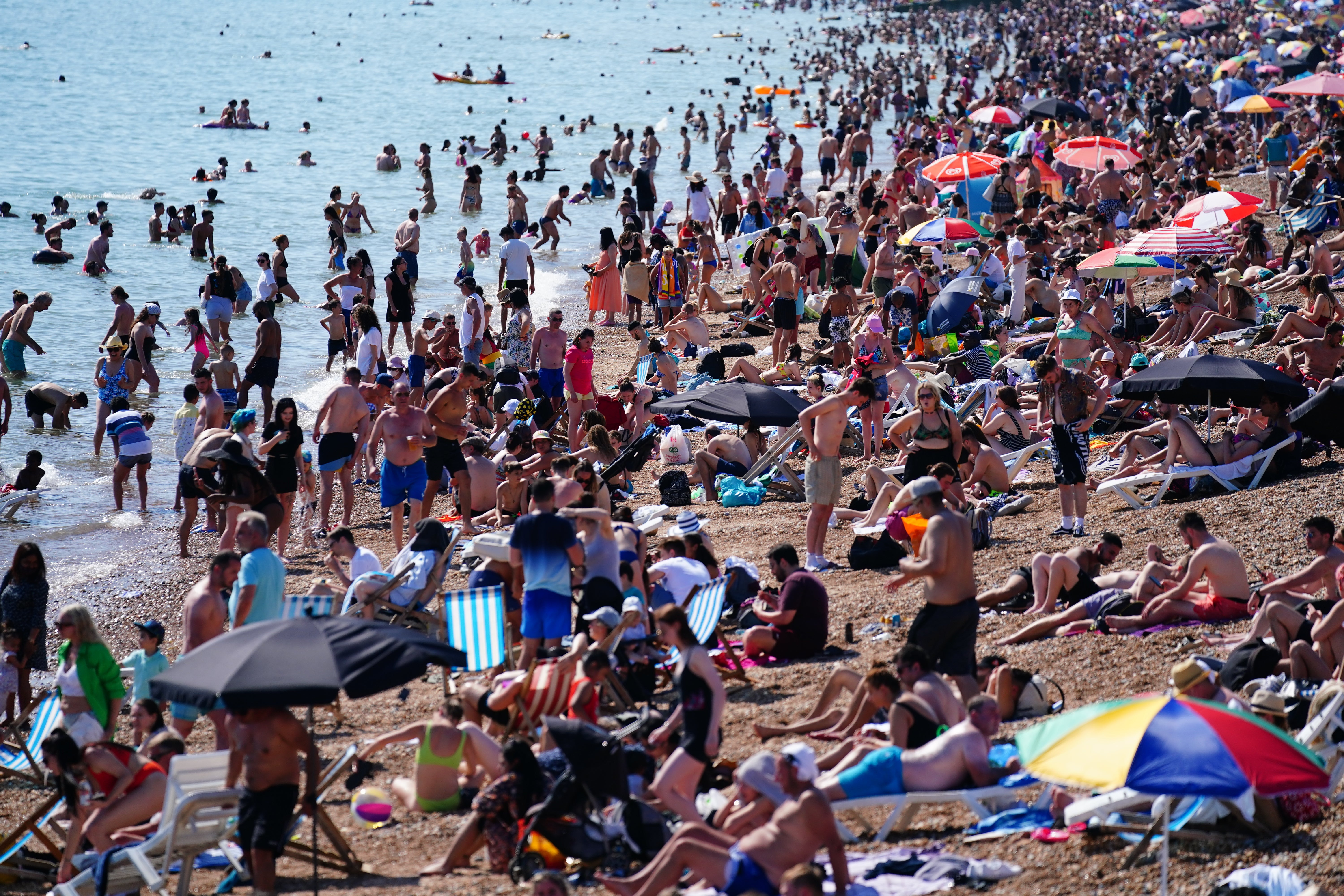 A packed Brighton beach on Sunday 18 July