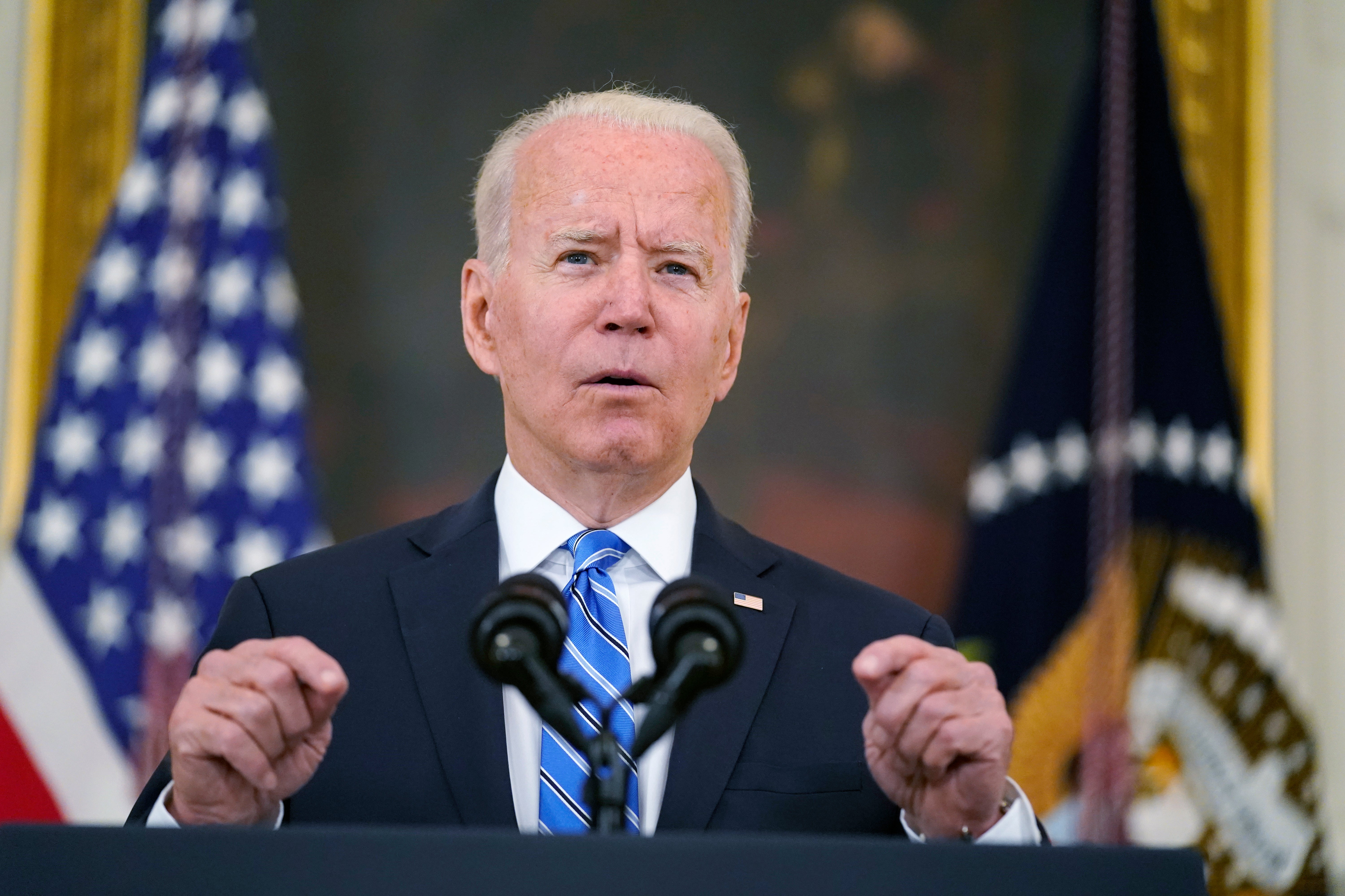 President Joe Biden delivers an address on the economy at the White House.