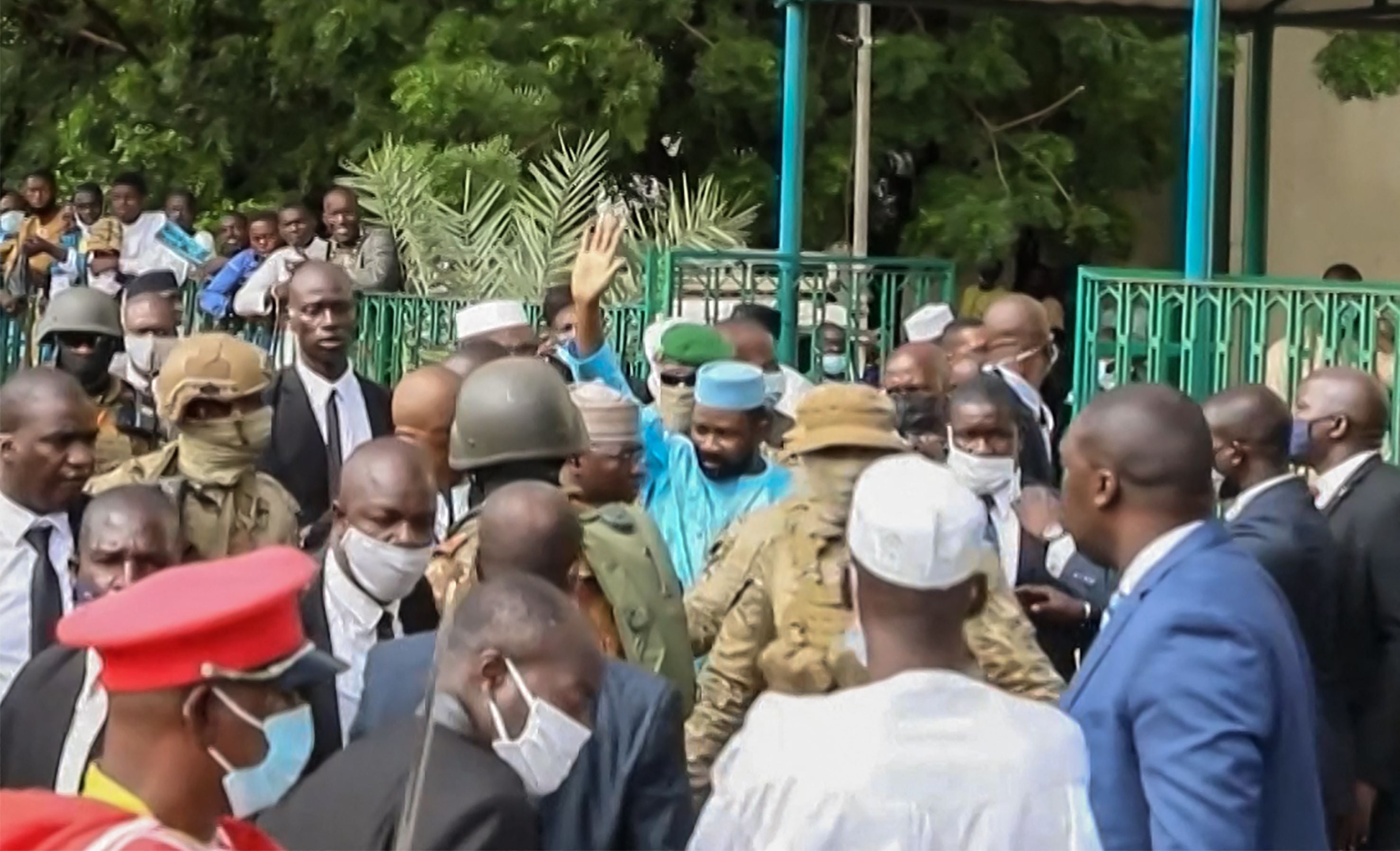 Mali’s interim president Assimi Goita moments after the failed assassination attempt