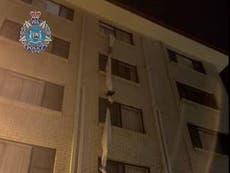 Man escapes from hotel quarantine by tying bedsheets together and climbing from fourth-floor window