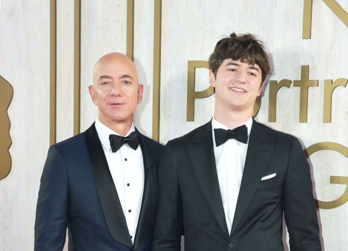 Jeff Bezos with his son Preston Bezos in 2019