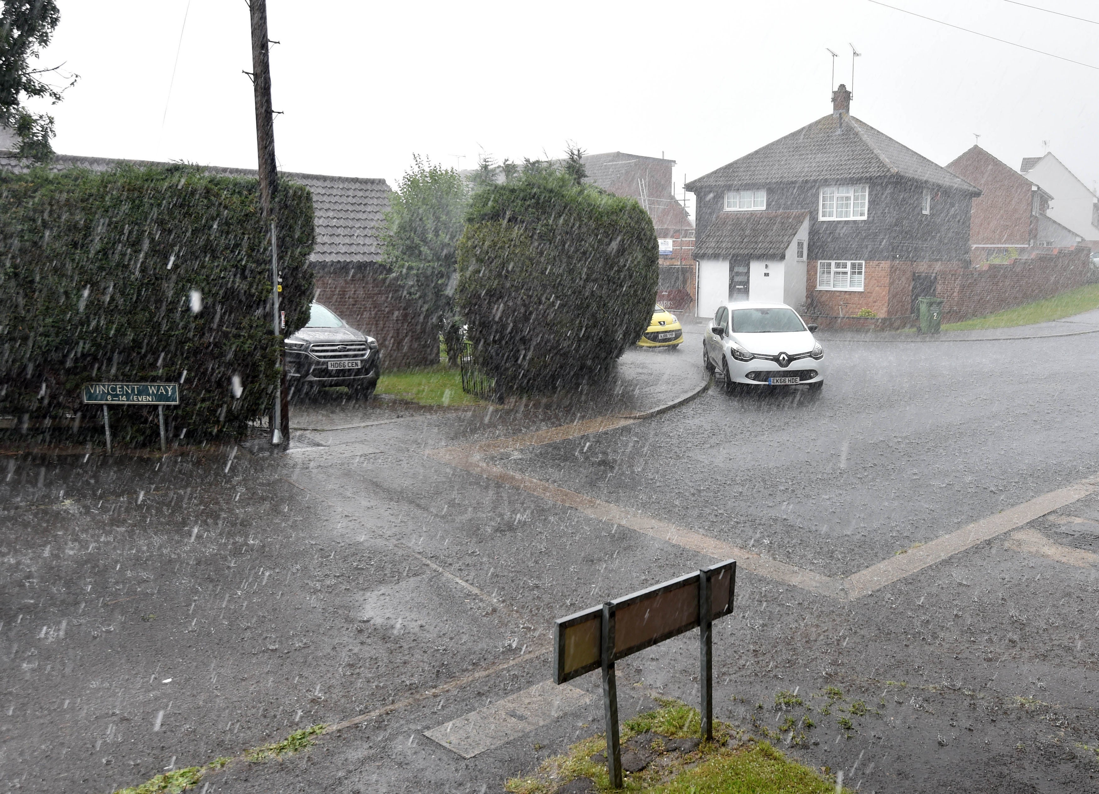 Heavy rain in Billericay, Essex