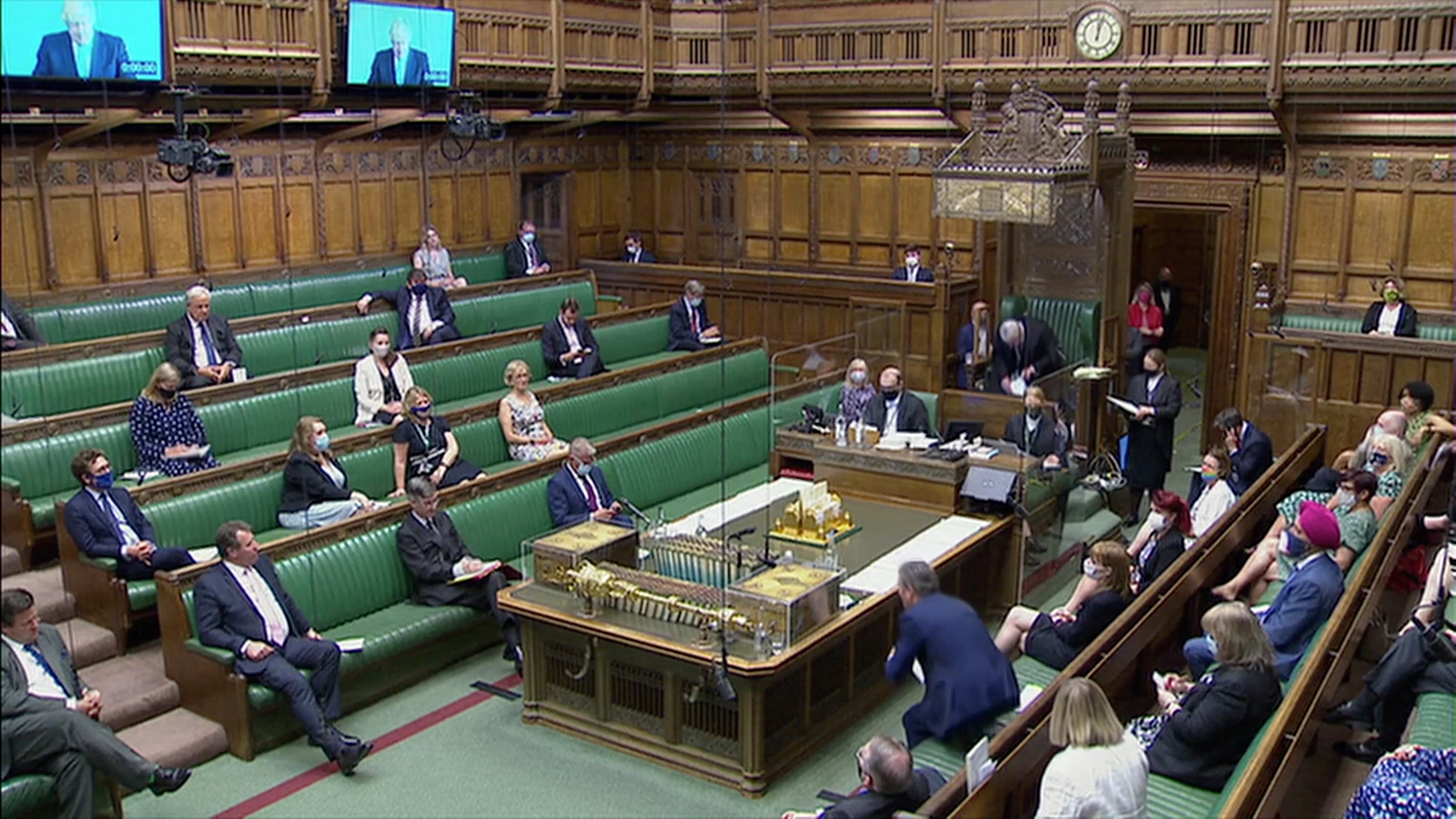 A self-isolating Boris Johnson joined today’s PMQs via video link