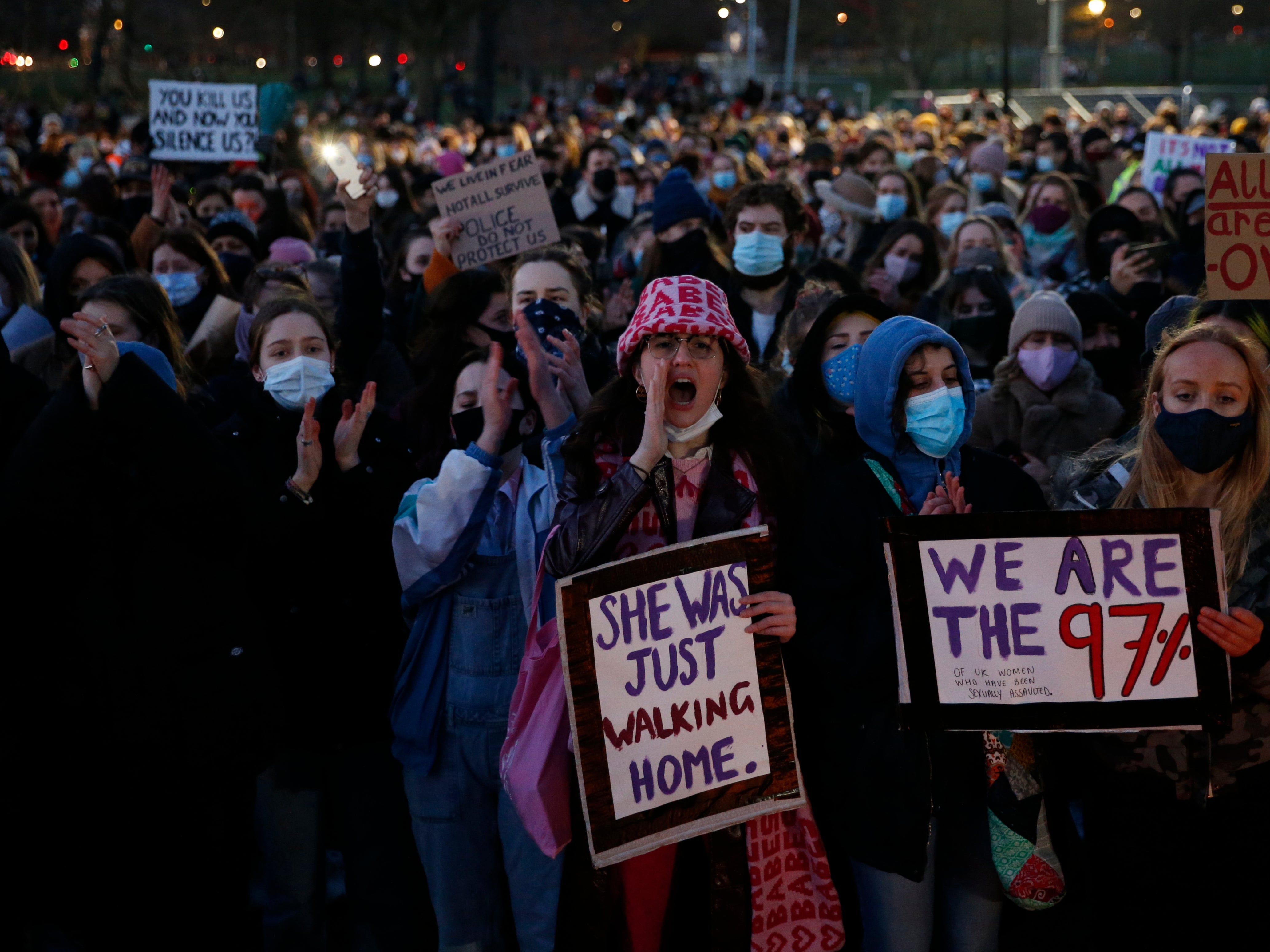 A vigil in memory of Sarah Everard, held in London on 13 March