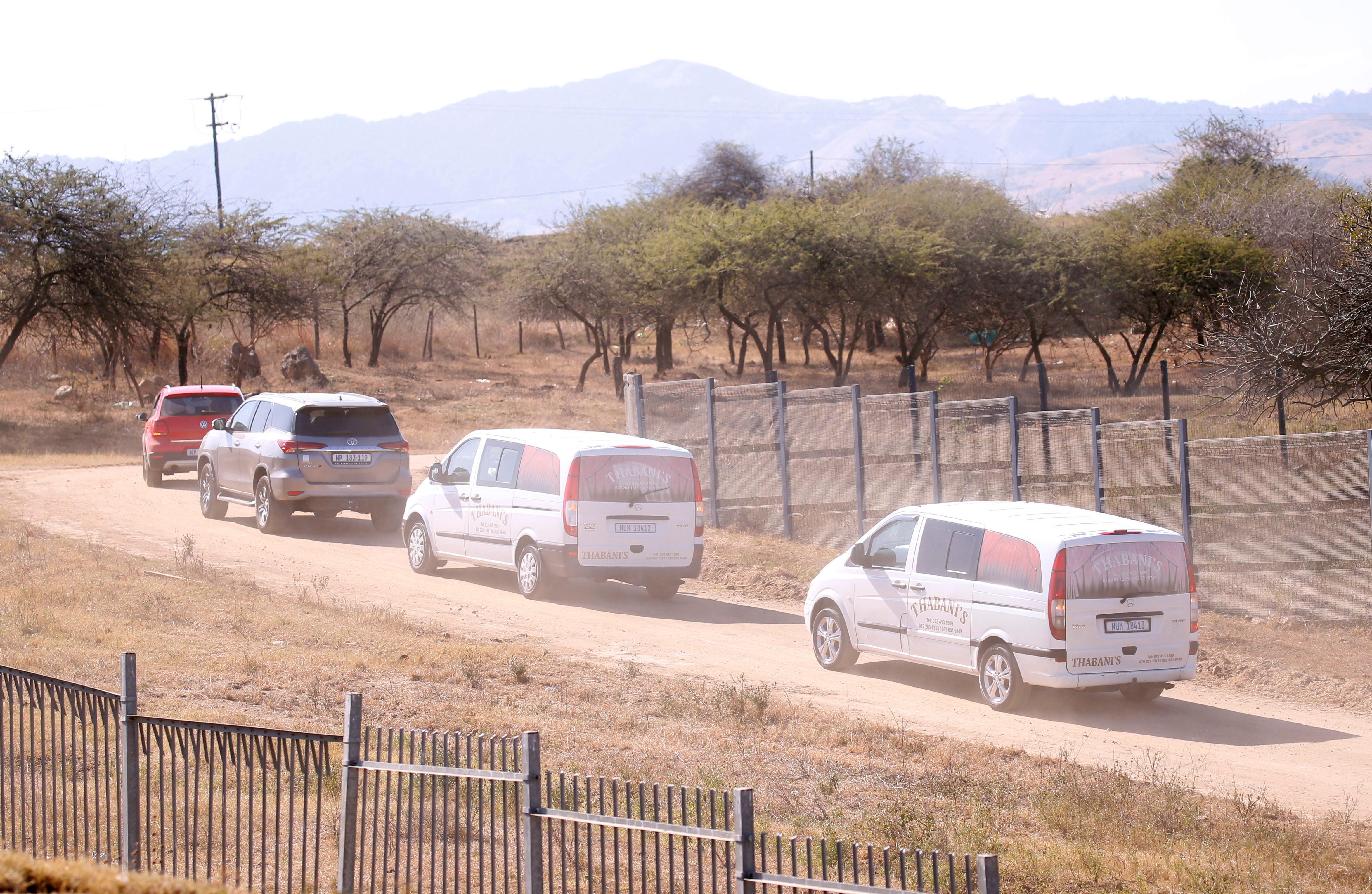 The body of Michael Zuma, brother of former South African president Jacob Zuma who has been granted compassionate leave for one day to attend the funeral, arrives in Nkandla