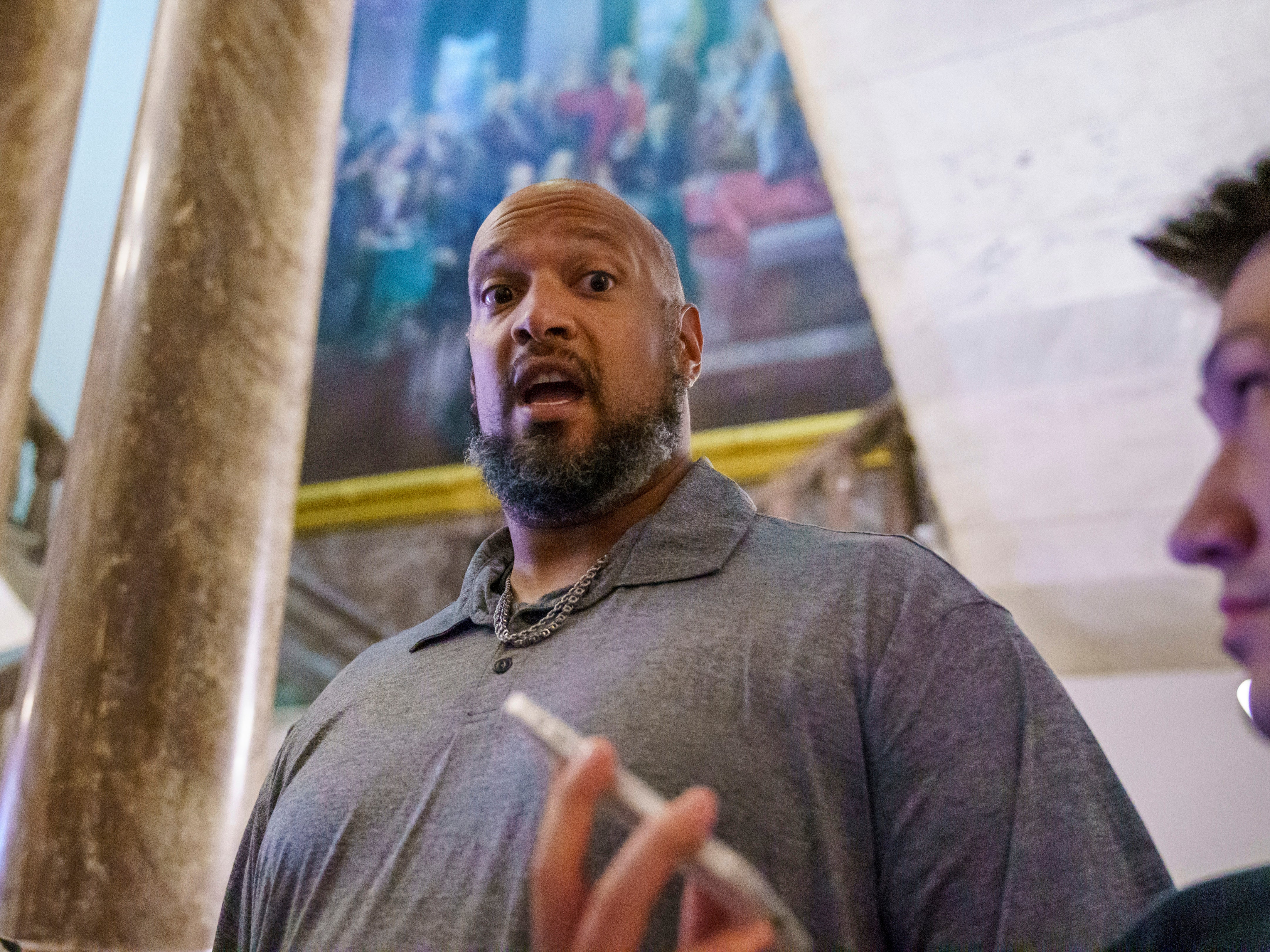 Harry Dunn, a US Capitol Police officer who faced the rioters on 6 January, pictured on 25 June, 2021. House Speaker Nancy Pelosi announced Thursday she's creating a special committee to investigate the attack by a mob of Trump supporters who sought to interrupt the certification of Joe Biden's presidential election victory. (AP Photo/J. Scott Applewhite)