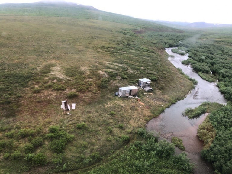 A man was rescued from a remote mining camp after being attacked by a grizzly bear