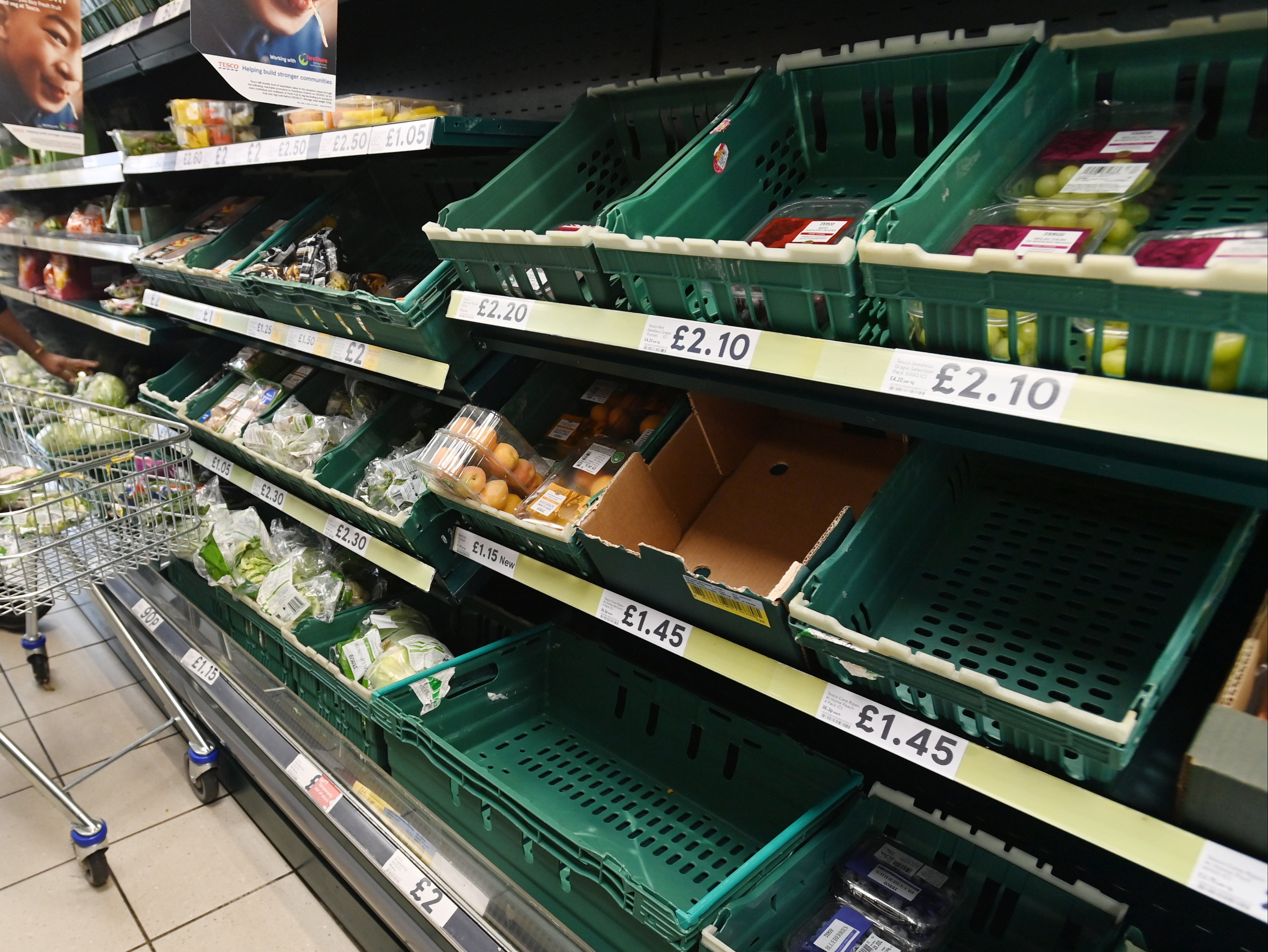 Half empty shelves at a supermarket in London