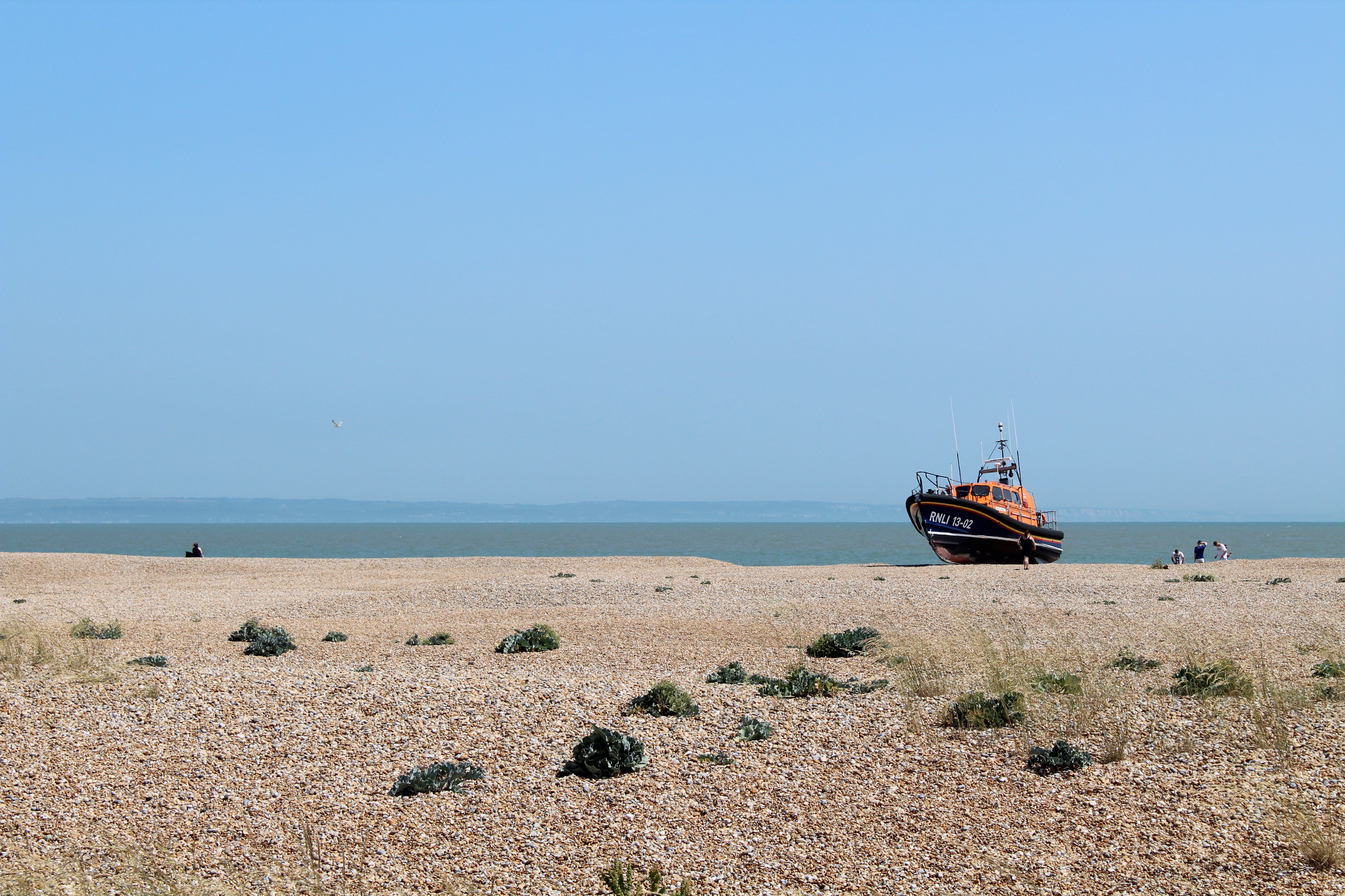 The Dungeness RNLI lifeboat on the beach