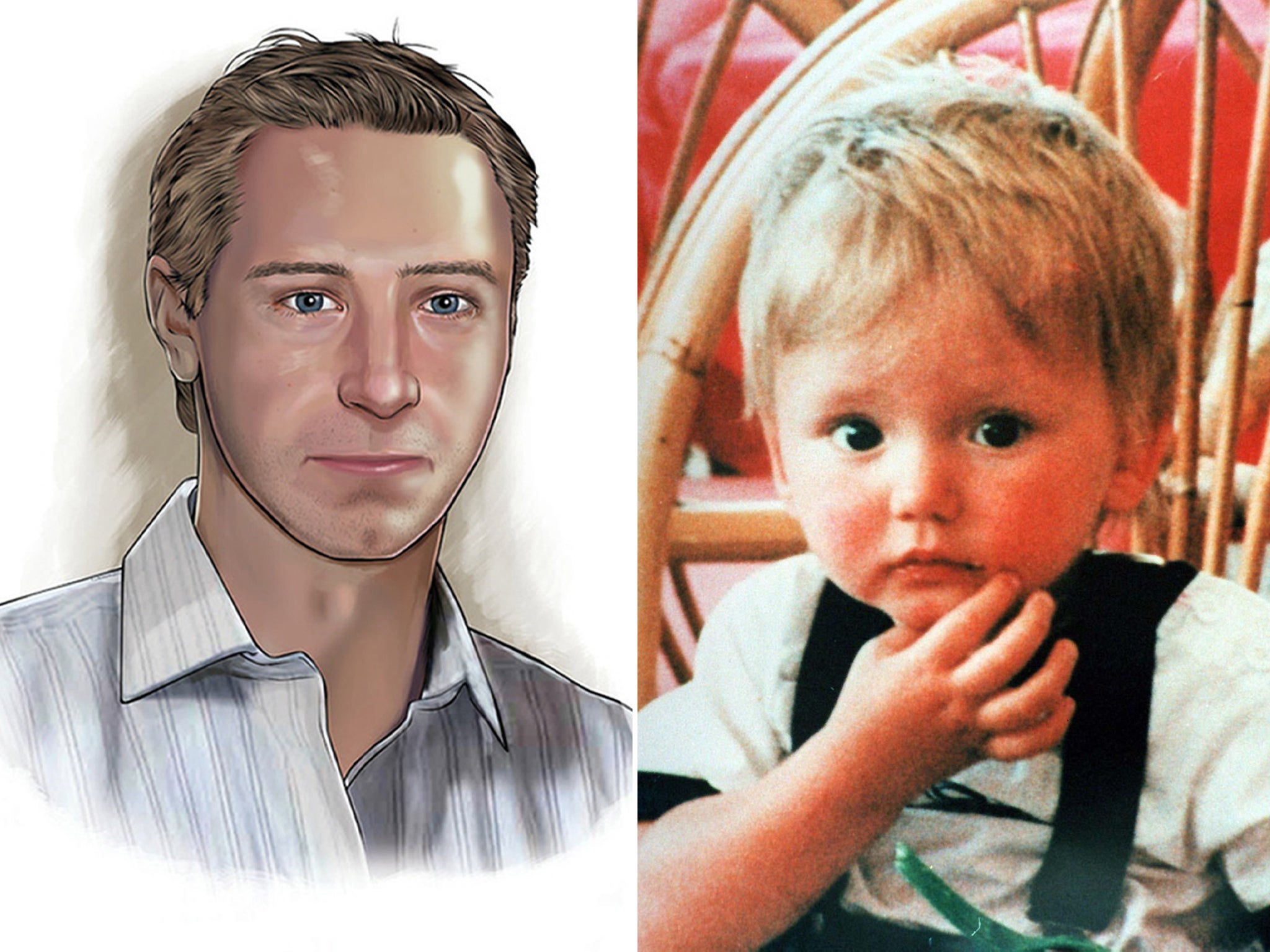 Ben Needham (R) and a reconstruction of how he might look today (L)