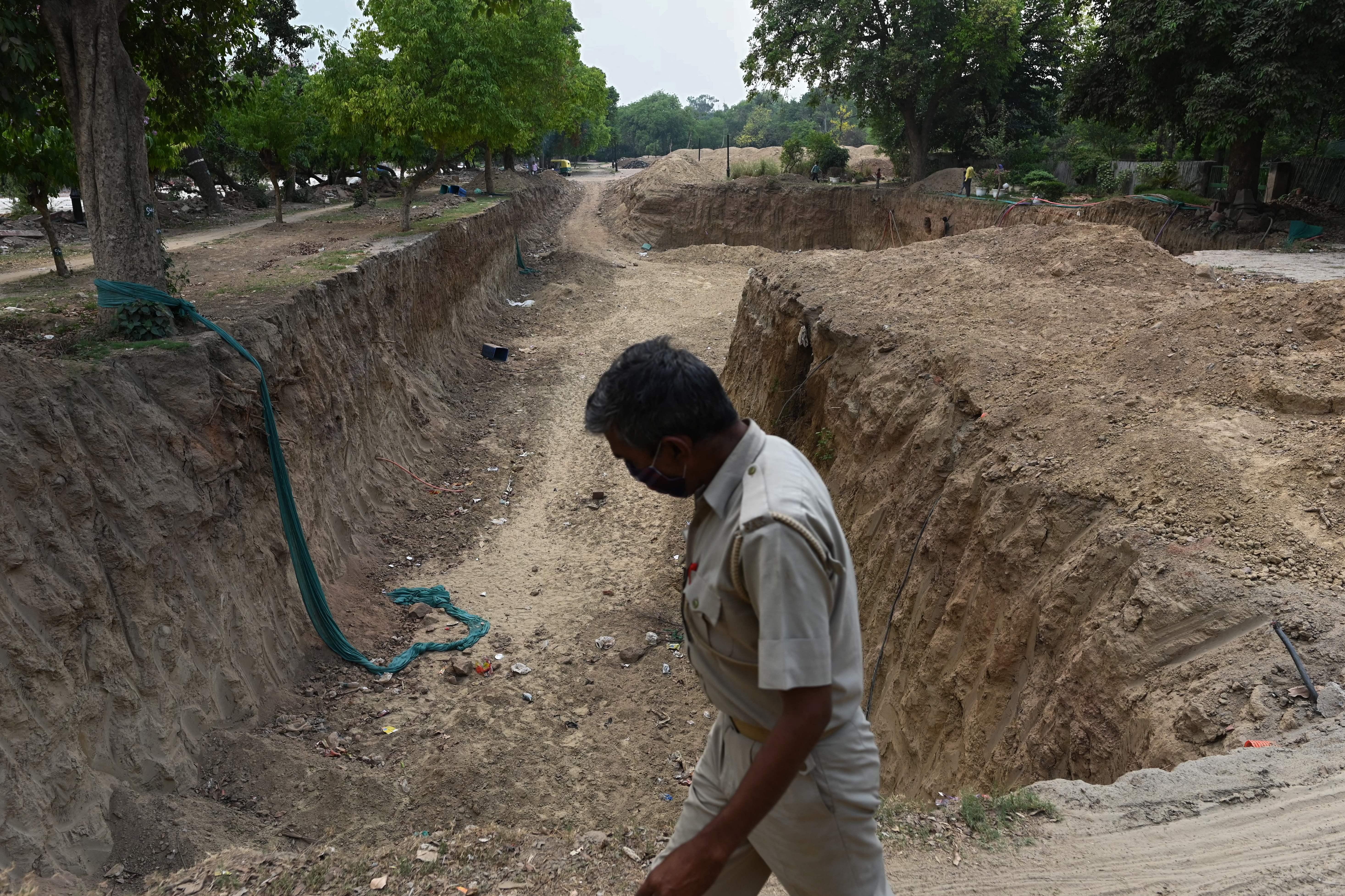 A tunnel dug along the Rajpath as part of the Central Vista redevelopment