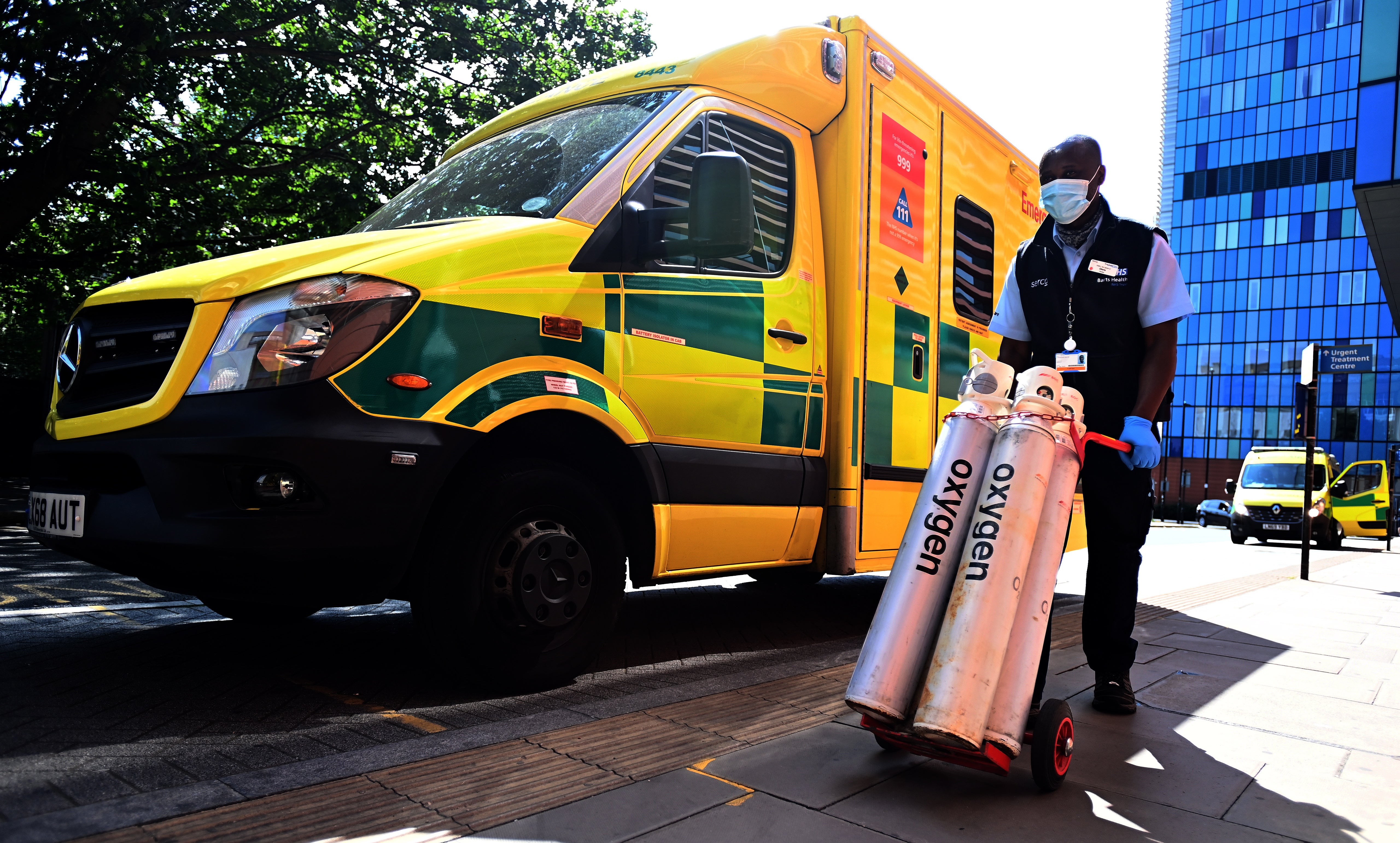 Oxygen tanks outside the Royal London Hospital on Friday