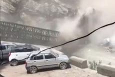 Video shows moment deadly rockslide wipes out large bridge in northern India