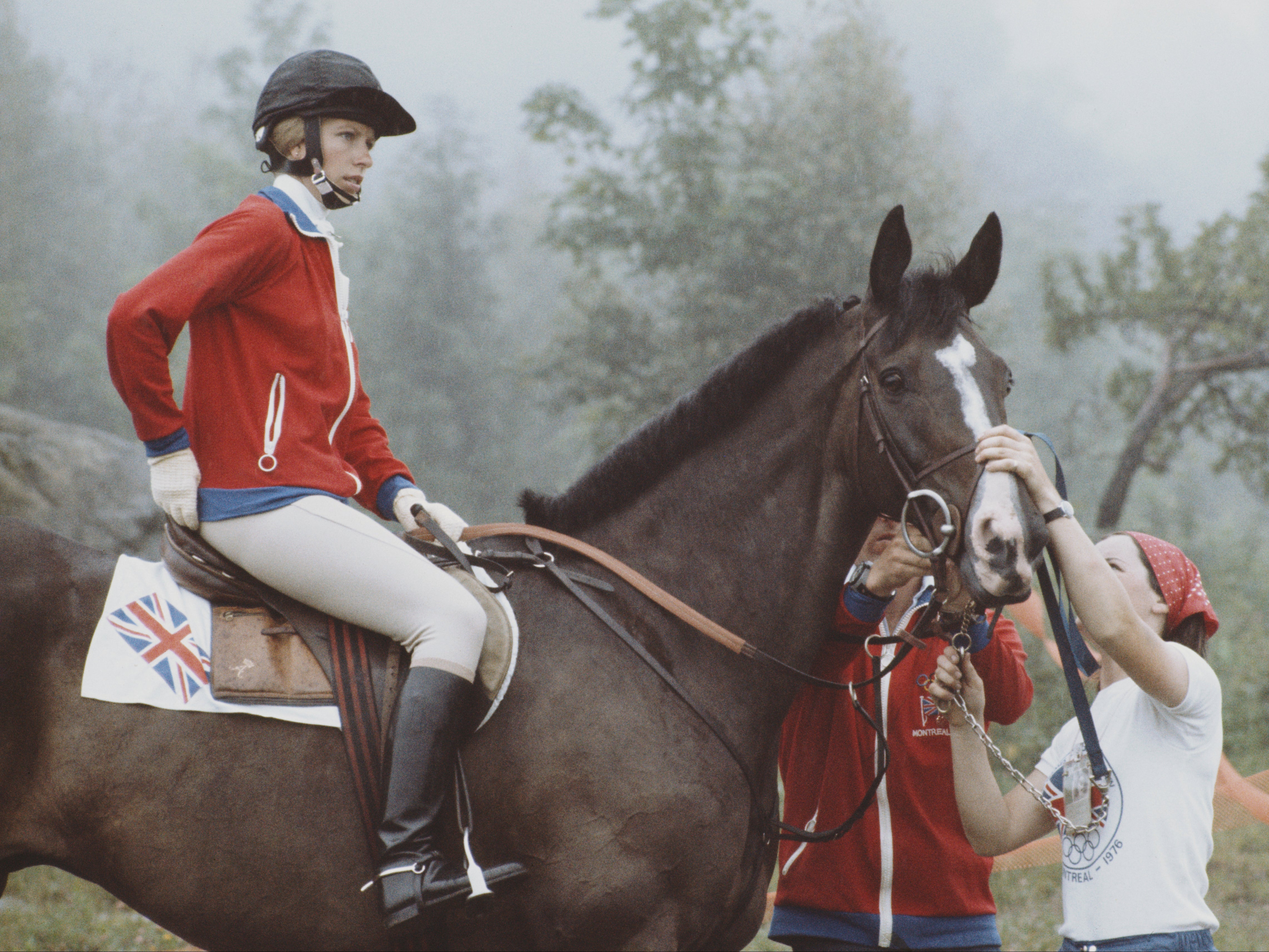 Princess Anne rides Goodwill during the 1976 Olympics