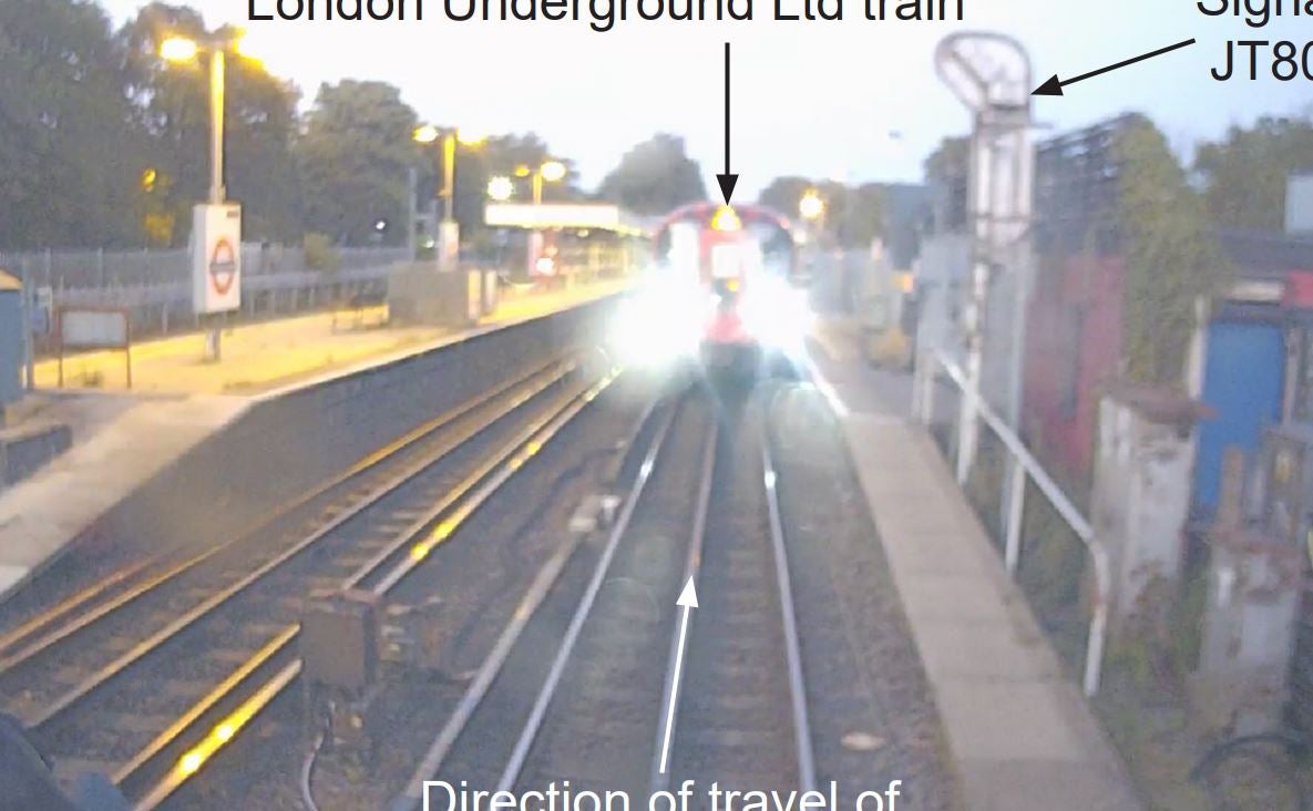 The view from the cab of the Chiltern Railways train after it eventually stopped.