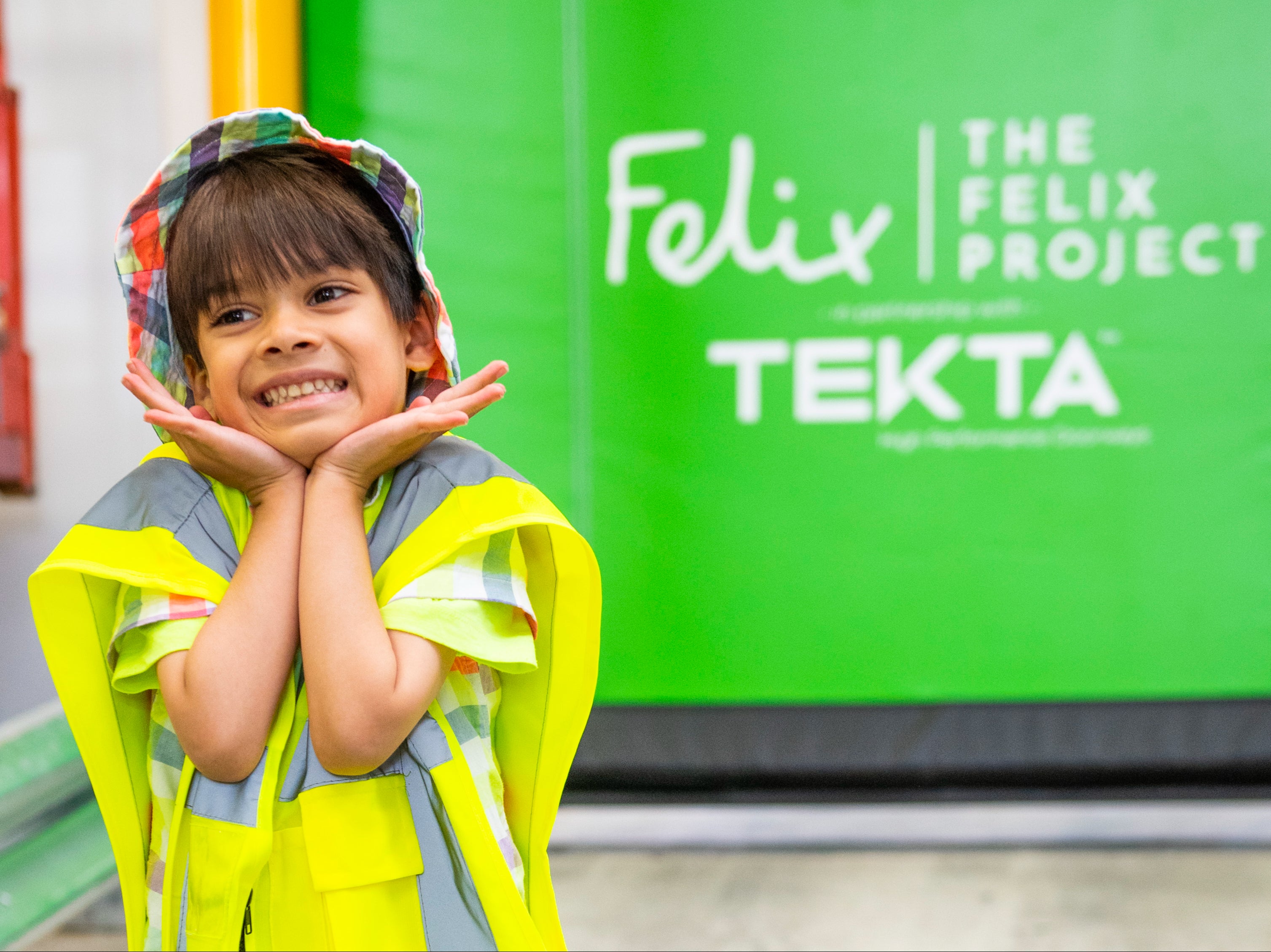 Muhammad Ahyaan, aged four, on his visit to the Felix Project depot