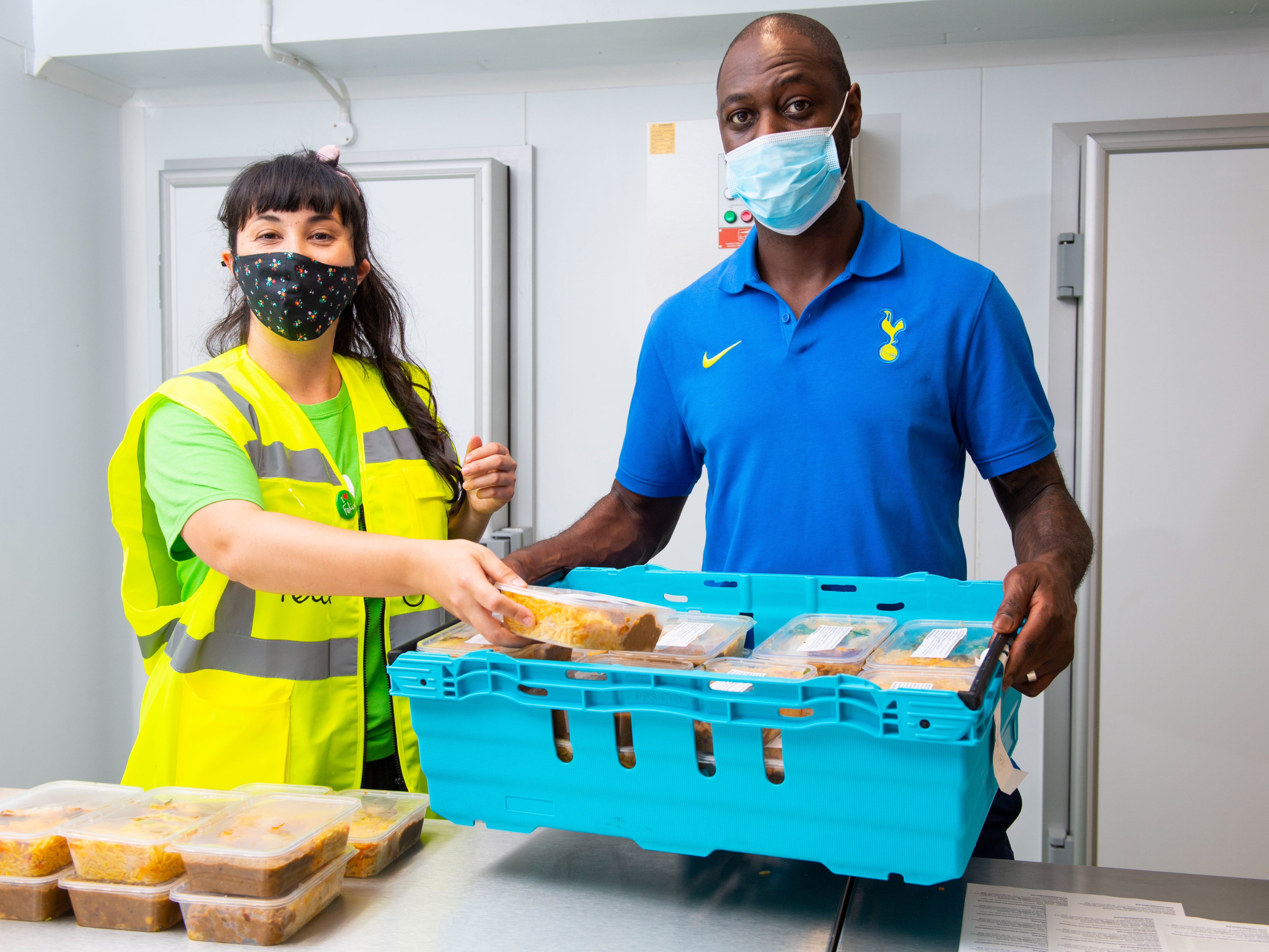 Melissa Hemsley and Ledley King at the new social kitchen in east London