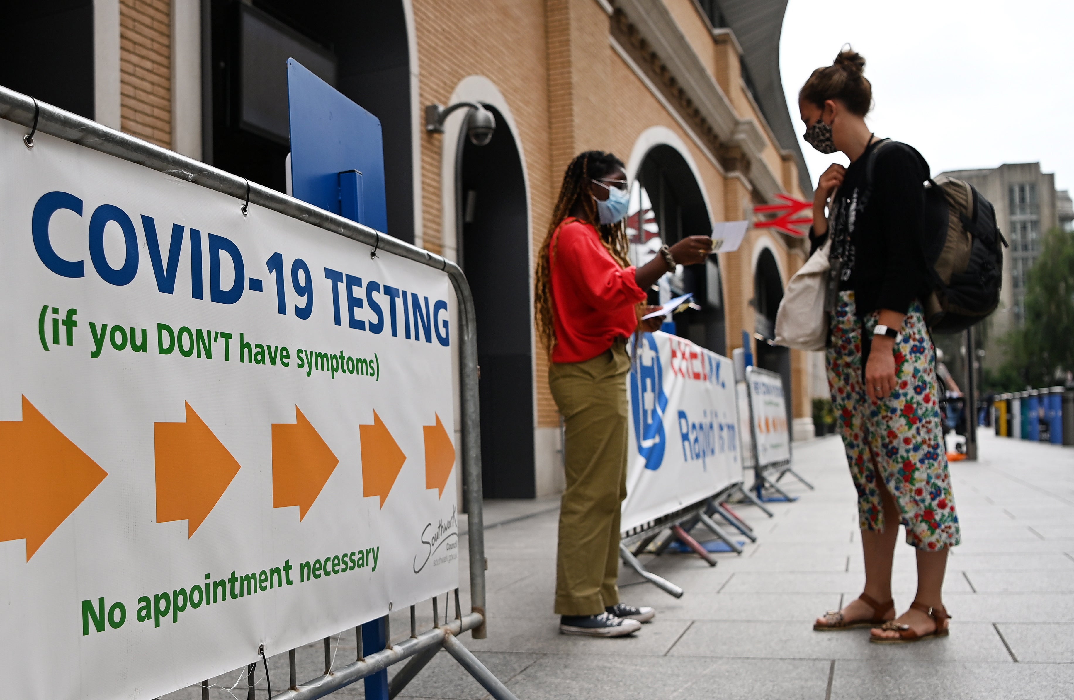 A COVID testing centre in London. Vaccinated people who are sneezing can order a test through the ZOE app.