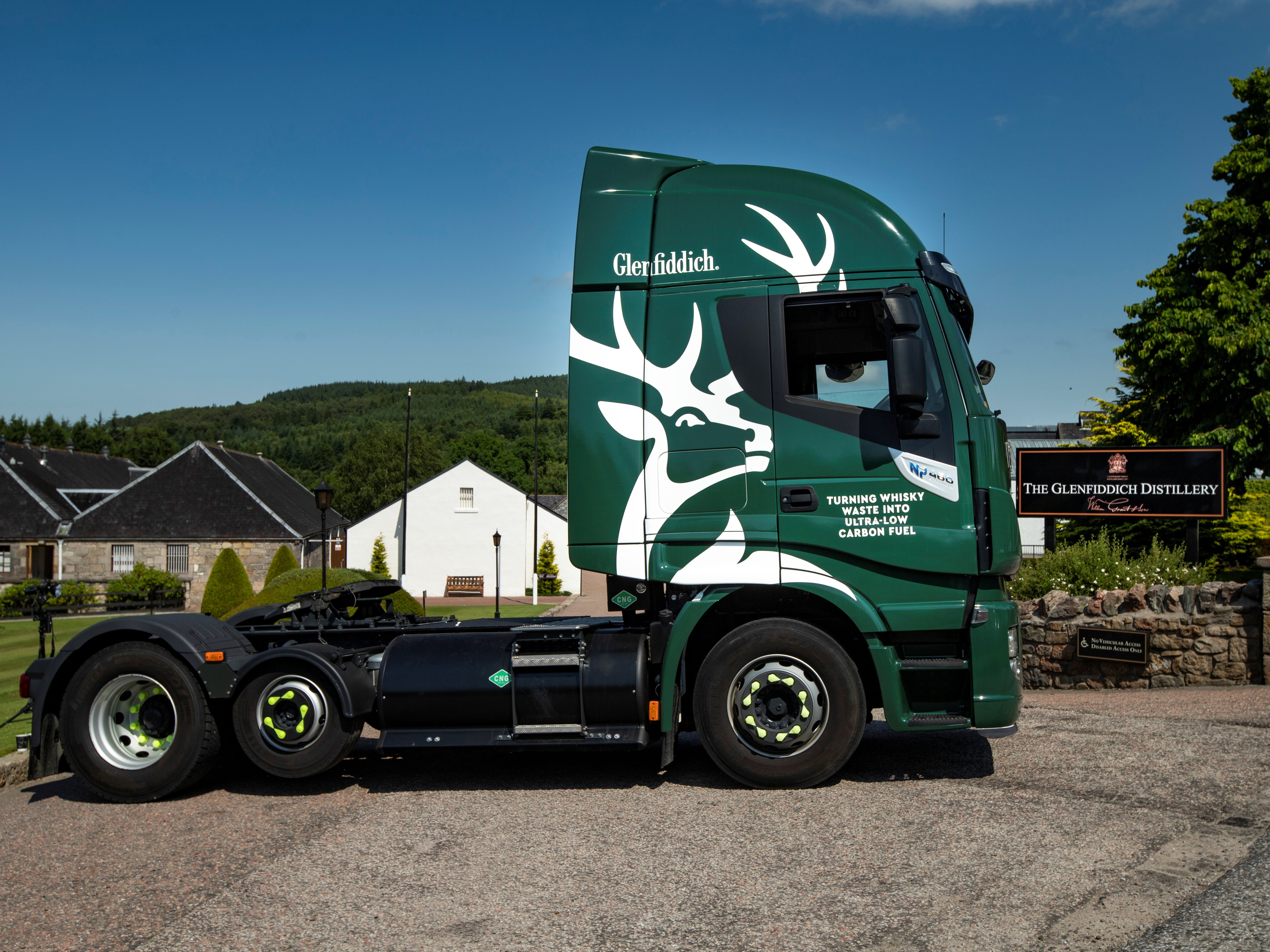 One of the new Glenfiddich delivery lorries which runs on by-products from whisky production