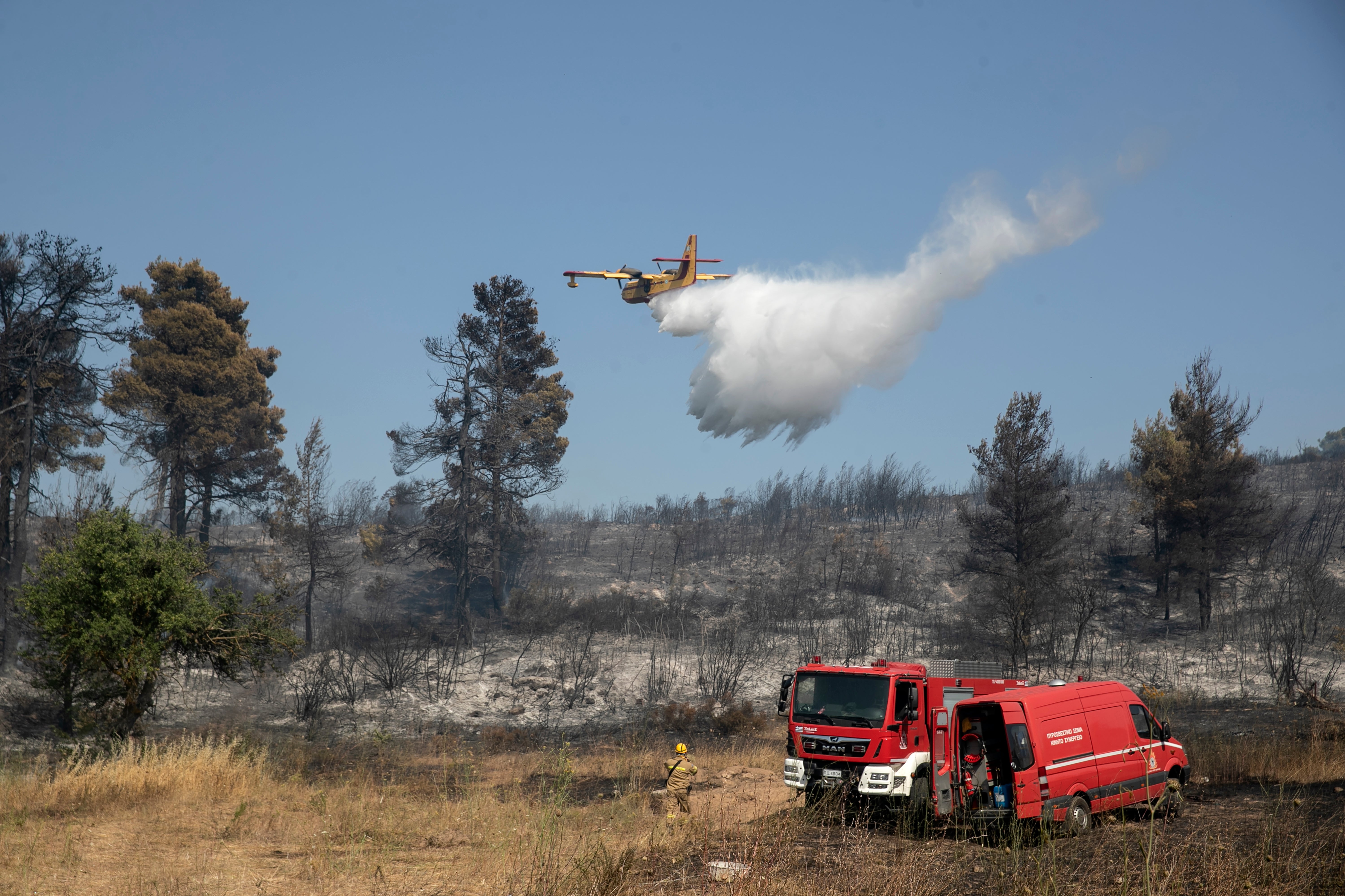 Greek firefighters have tackled more than 40 wildfires in the last 24 hours