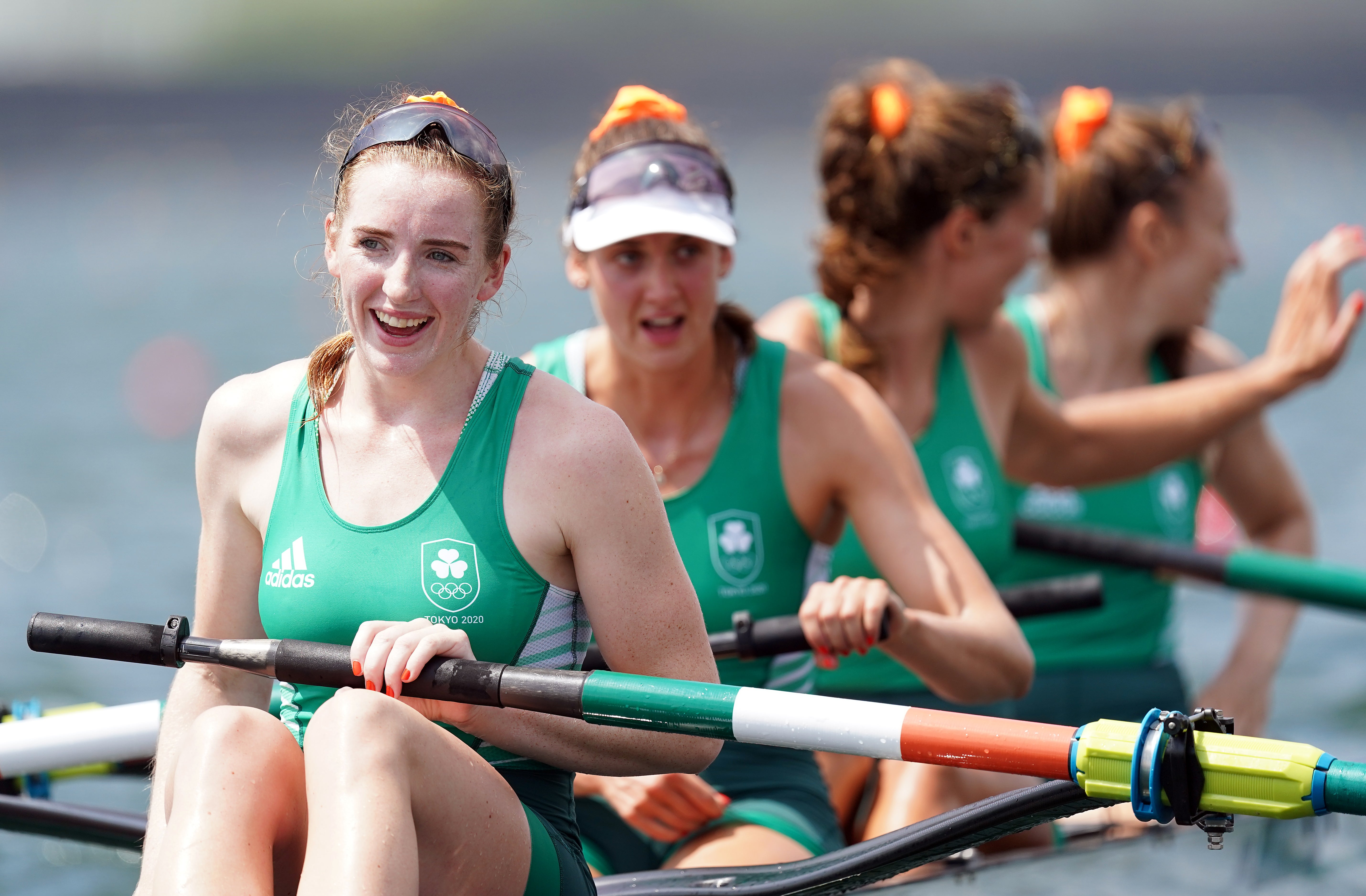 The Irish women’s four look delighted after winning bronze (Mike Egerton/PA)