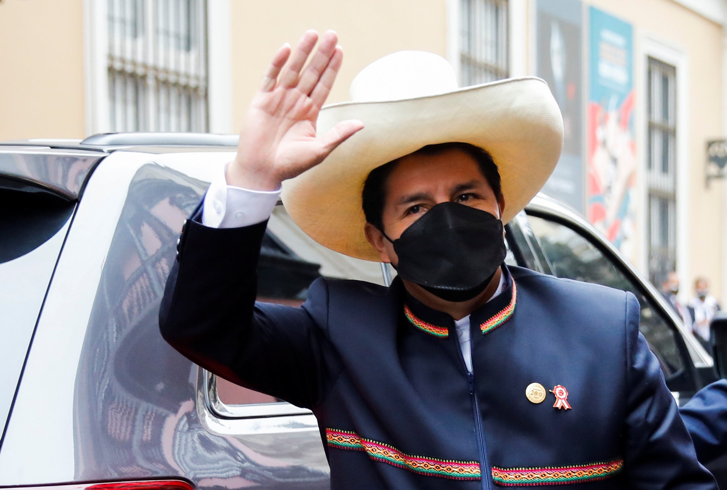 Inauguration Day: President-elect Pedro Castillo arrives at Palacio de Torre Tagle, Lima