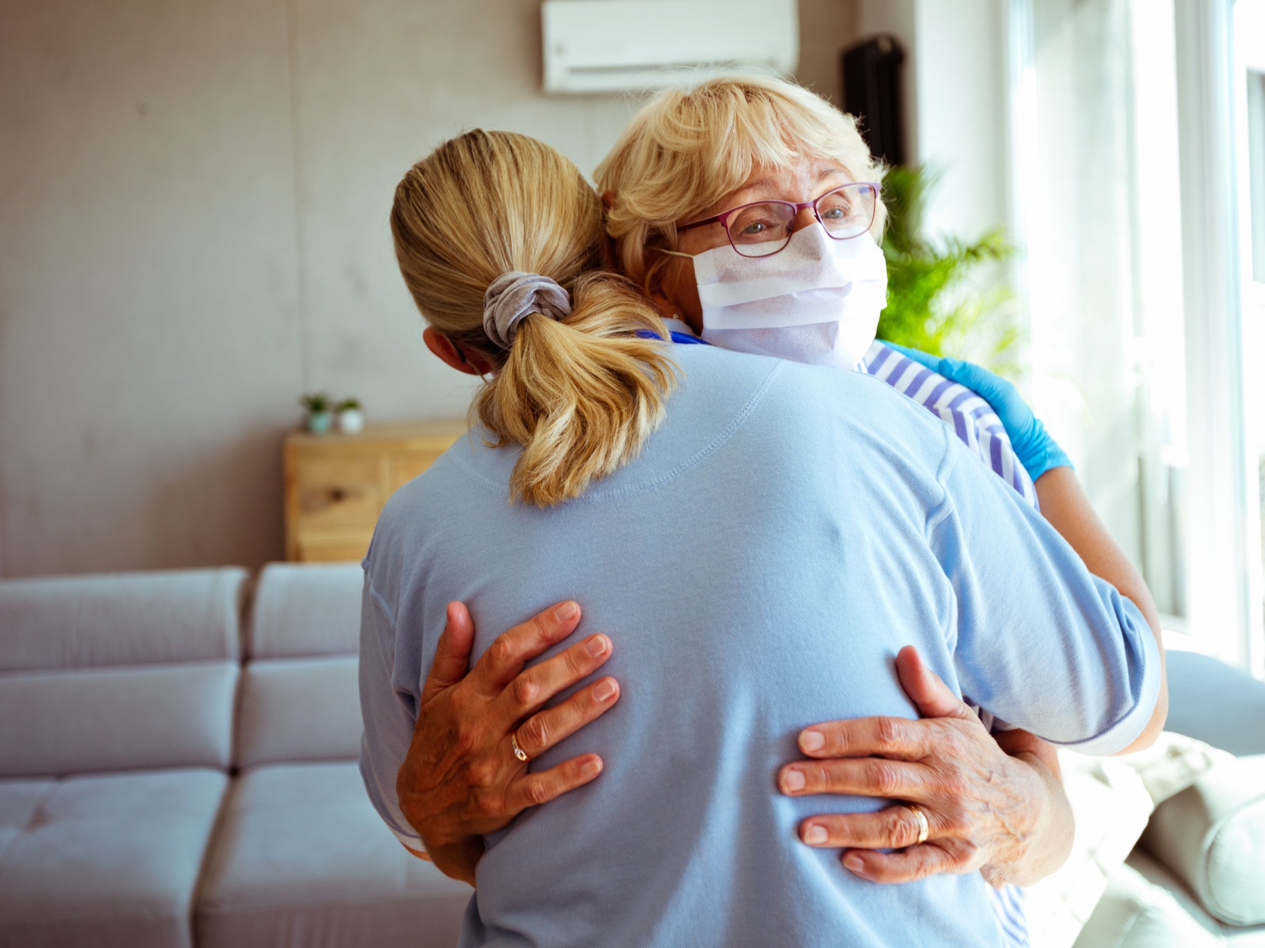 Two people hugging