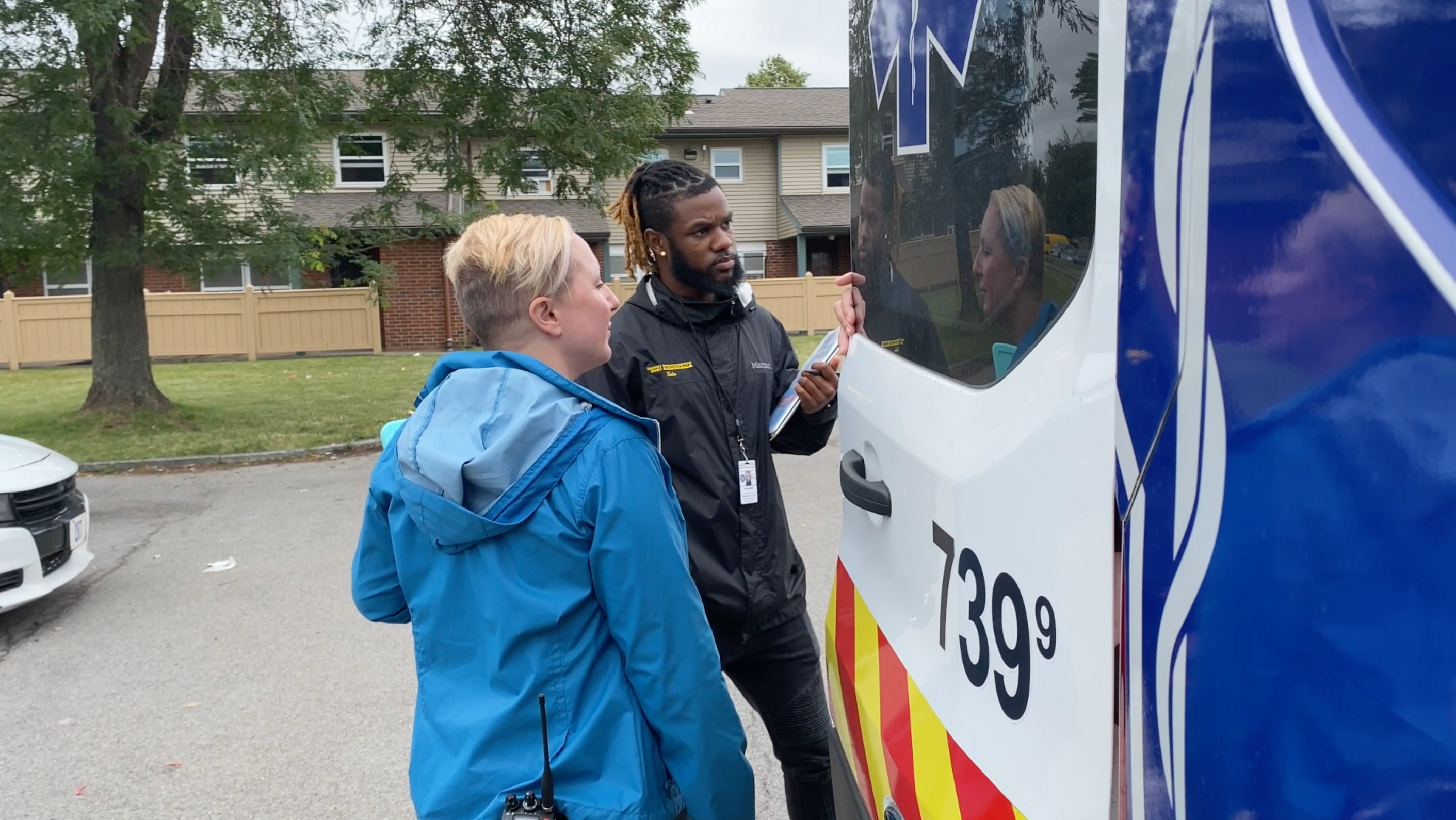 Dre’ Johnson and Renee Brean, part of Rochester’s Person in Crisis team, respond to a call in the city.