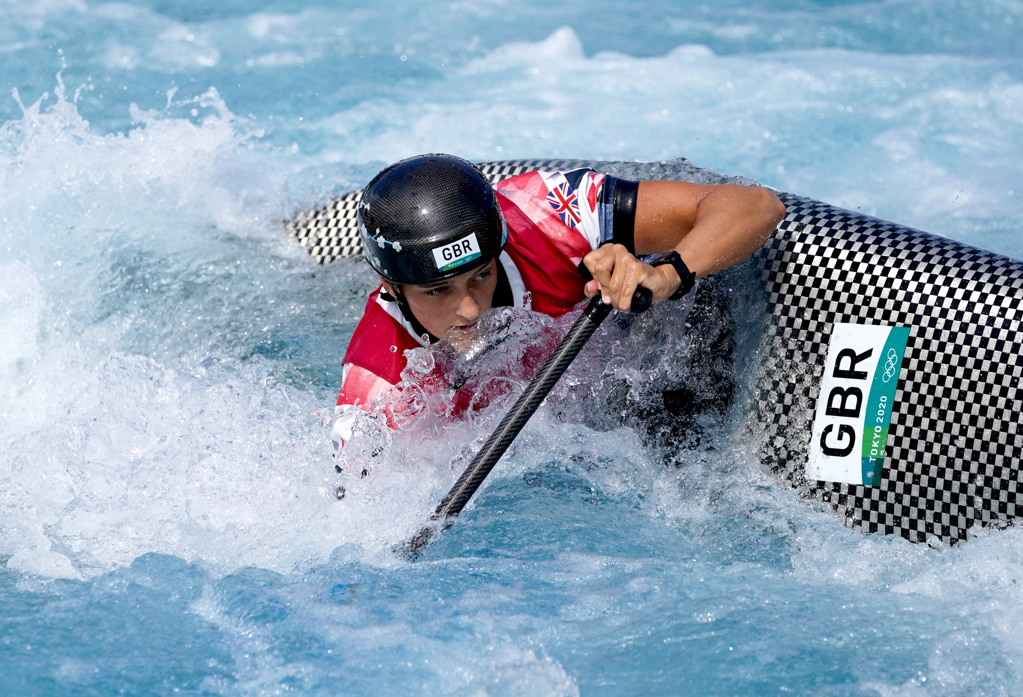 Mallory Franklin in action at the Kasai Canoe Slalom Centre (Joe Giddens/PA)