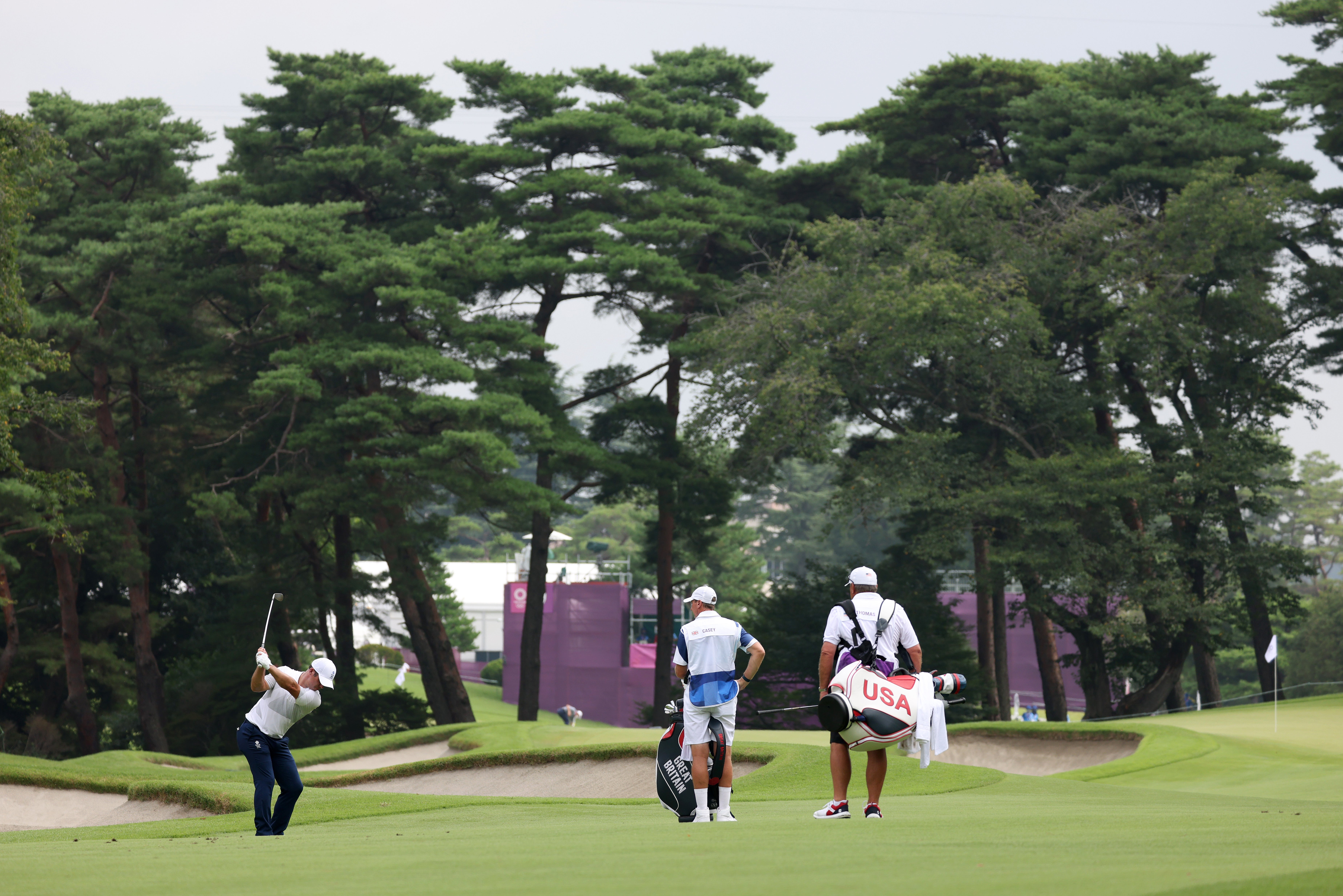 Paul Casey on the second fairway, en route to an opening-round 67