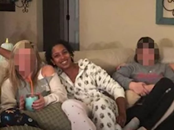 Tamia Horsford, 40, at an adult slumber party. Ms Horsford was found dead in the home’s backyard after reportedly falling off the deck.