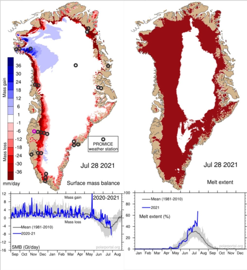 Polar Portal said there was a 'massive melting event in Greenland’