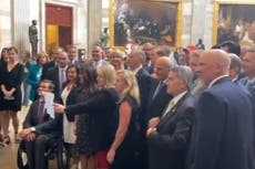 House Republicans barge into senate to protest new Covid mask rules