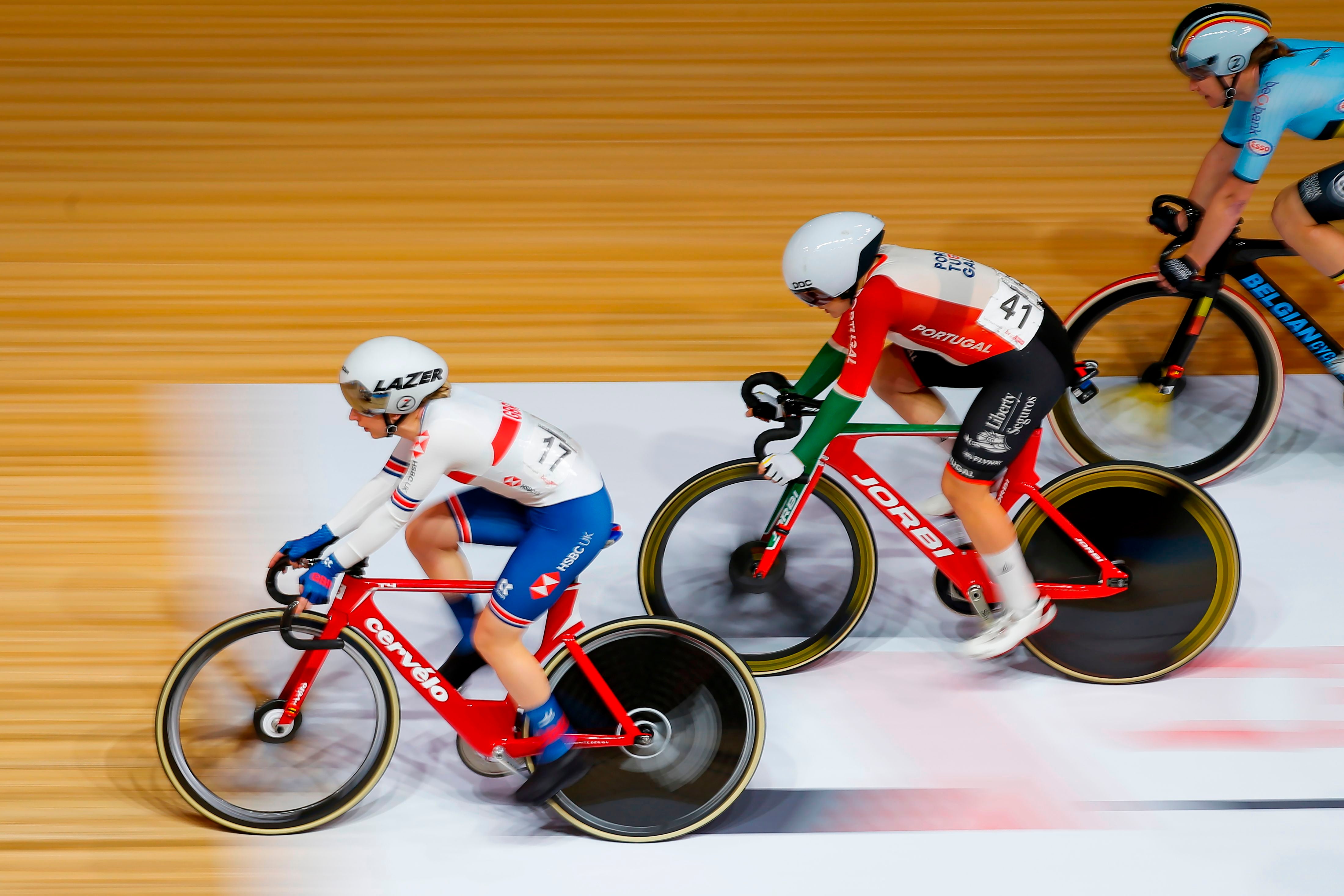 Great Britain's Laura Kenny competes in the Women's Omnium Tempo Race during the UCI track cycling World Championship